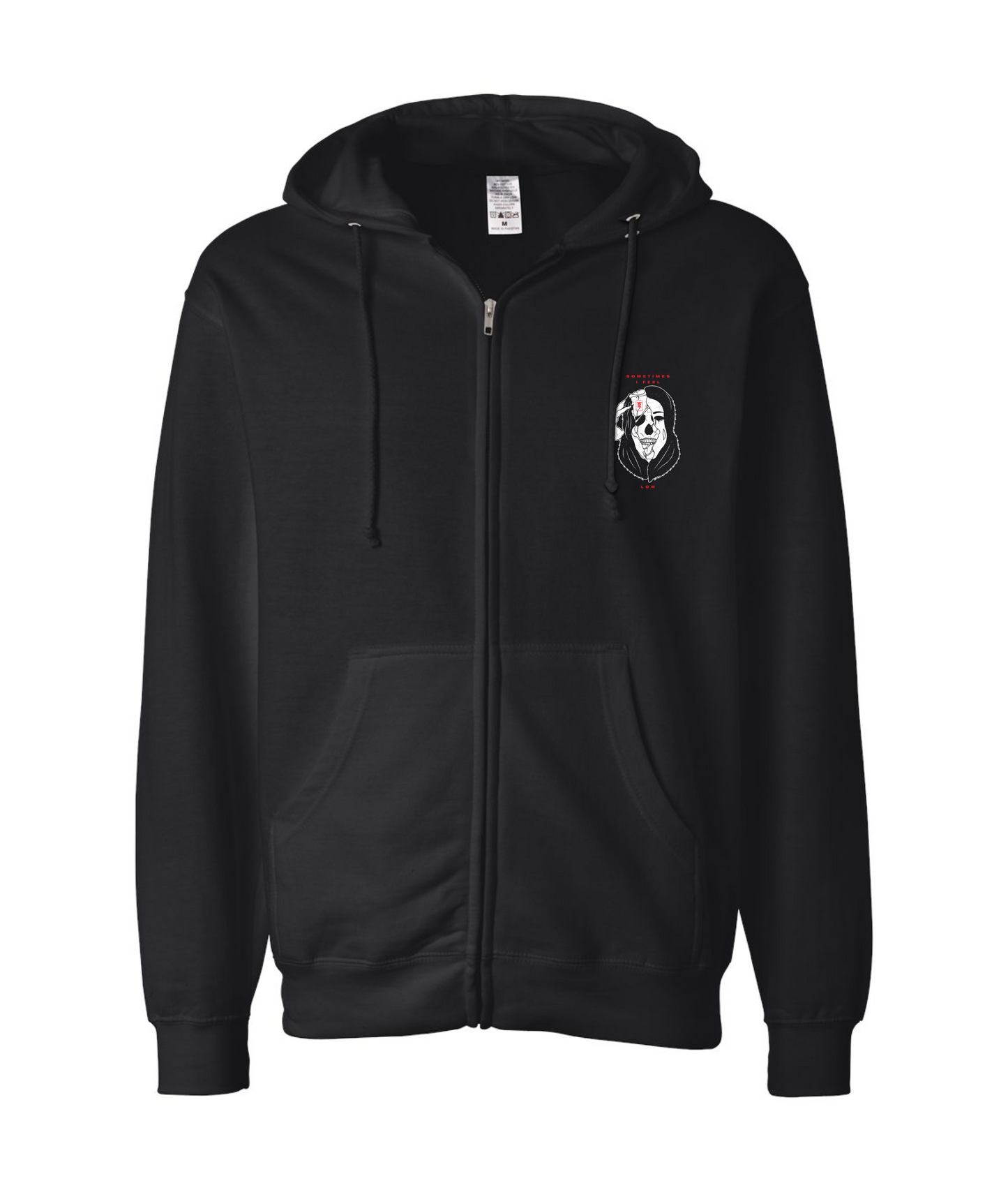 Relent - SOMETIMES I FEEL LOW - Black Zip Up Hoodie