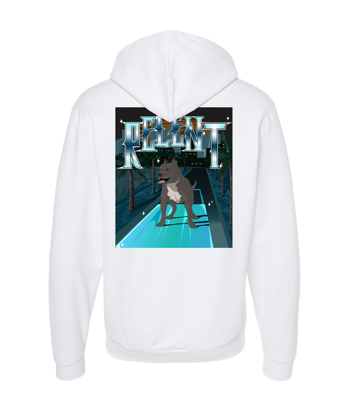 Relent - PITBULL - White Zip Up Hoodie