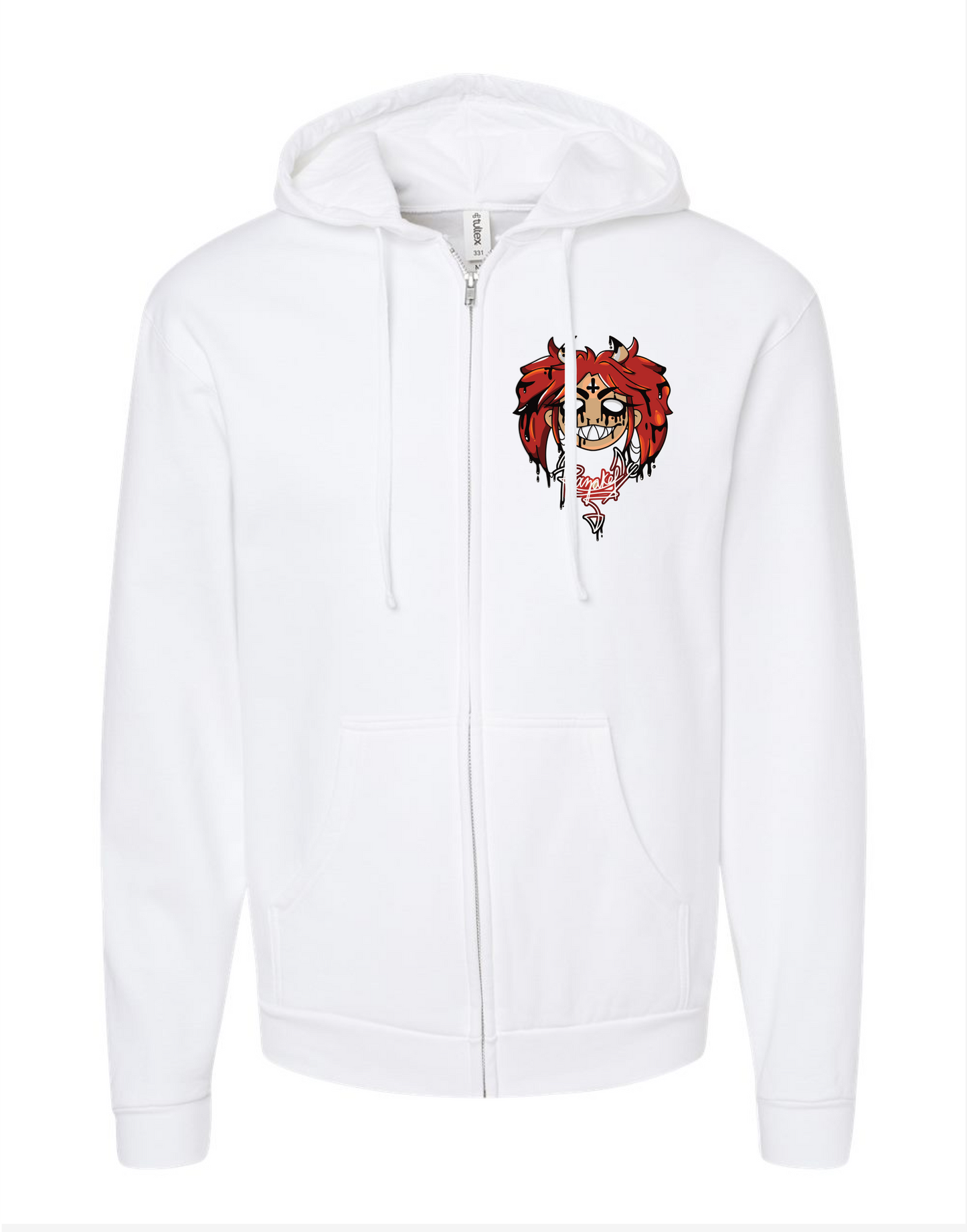 Razakel - Two - White Zip Up Hoodie