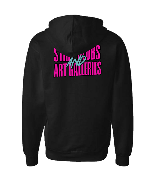 StripClubs and Art Galleries - Logo Tee - Black Zip Up Hoodie