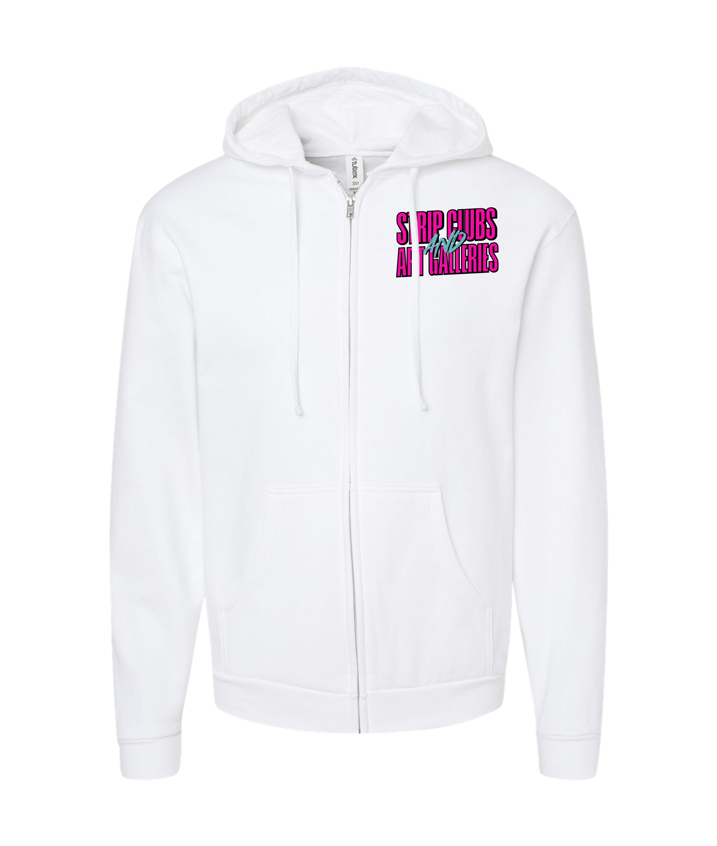 StripClubs and Art Galleries - Logo Tee - White Zip Up Hoodie
