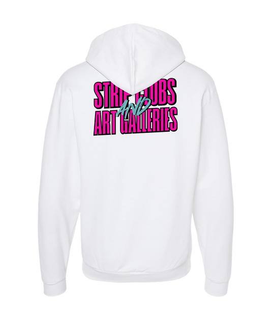 StripClubs and Art Galleries - Logo Tee - White Zip Up Hoodie