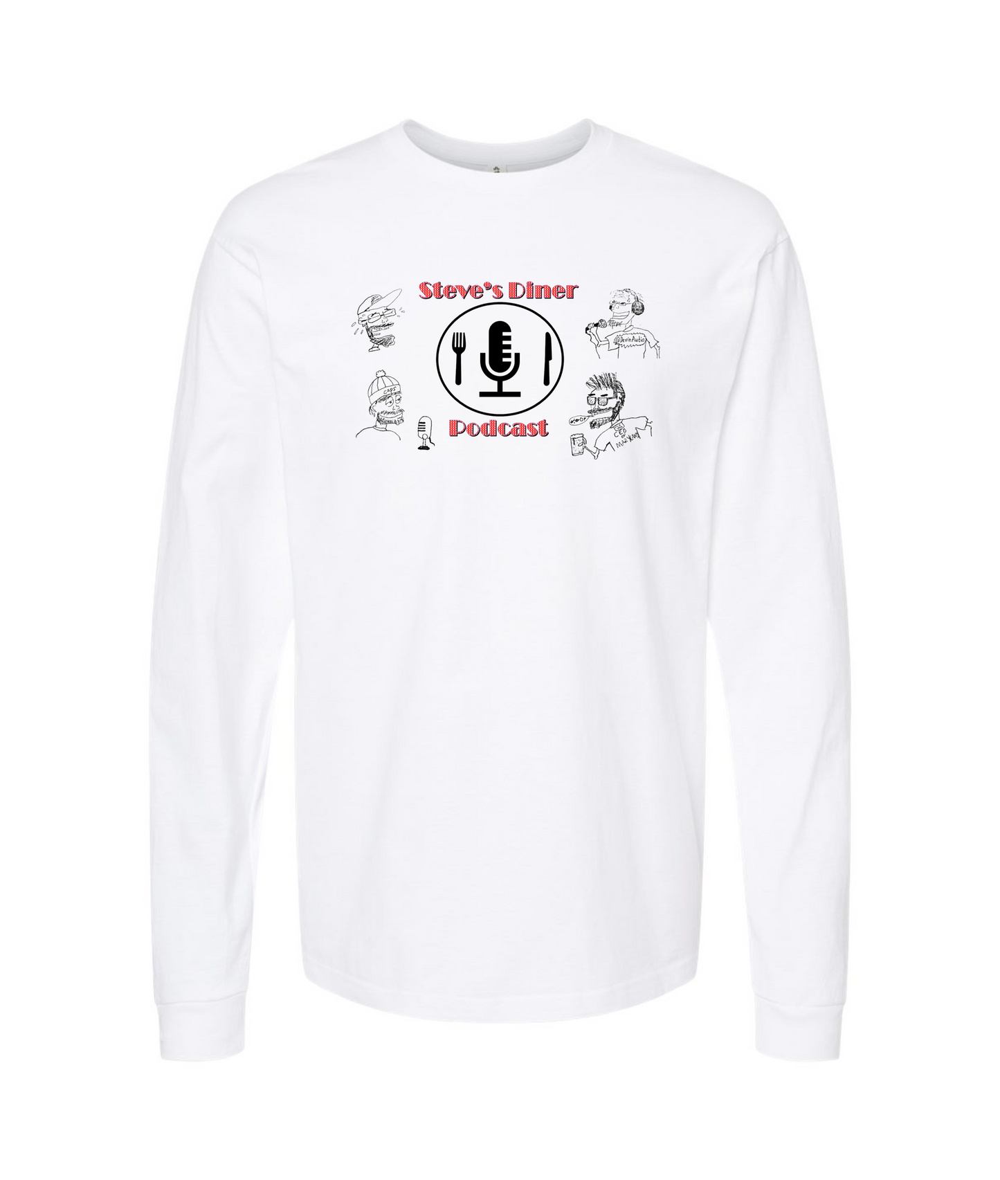 Steve's Diner Podcast - Logo - White Long Sleeve T