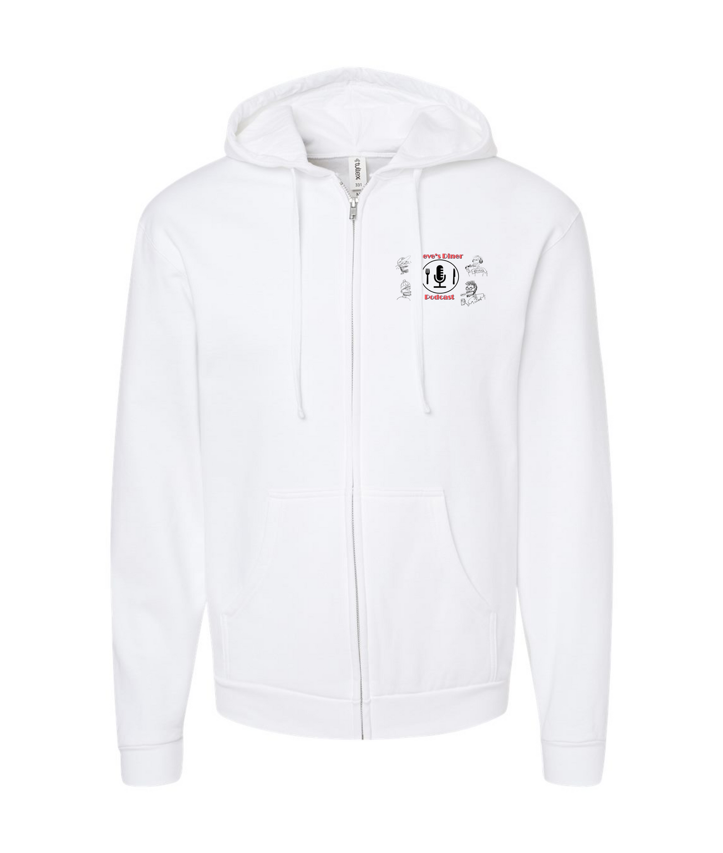 Steve's Diner Podcast - Logo - White Zip Up Hoodie