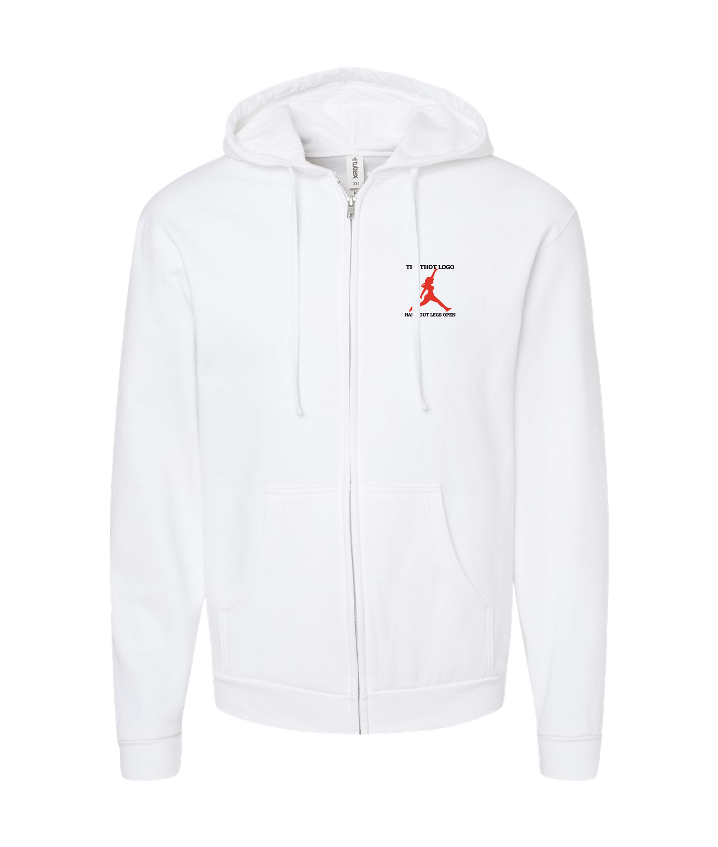 Skank Dollar - The THOT Logo - White Zip Up Hoodie