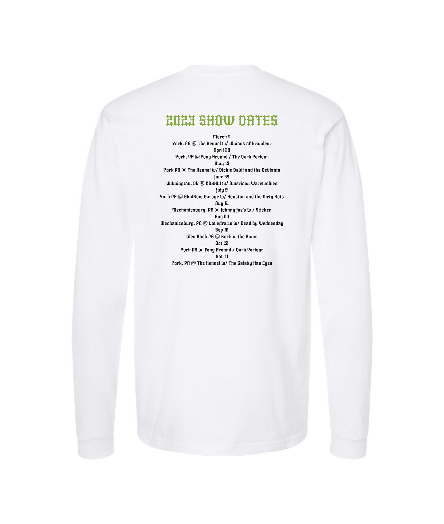 V-SEGTOP - 2023 SHOW DATES - White Long Sleeve T
