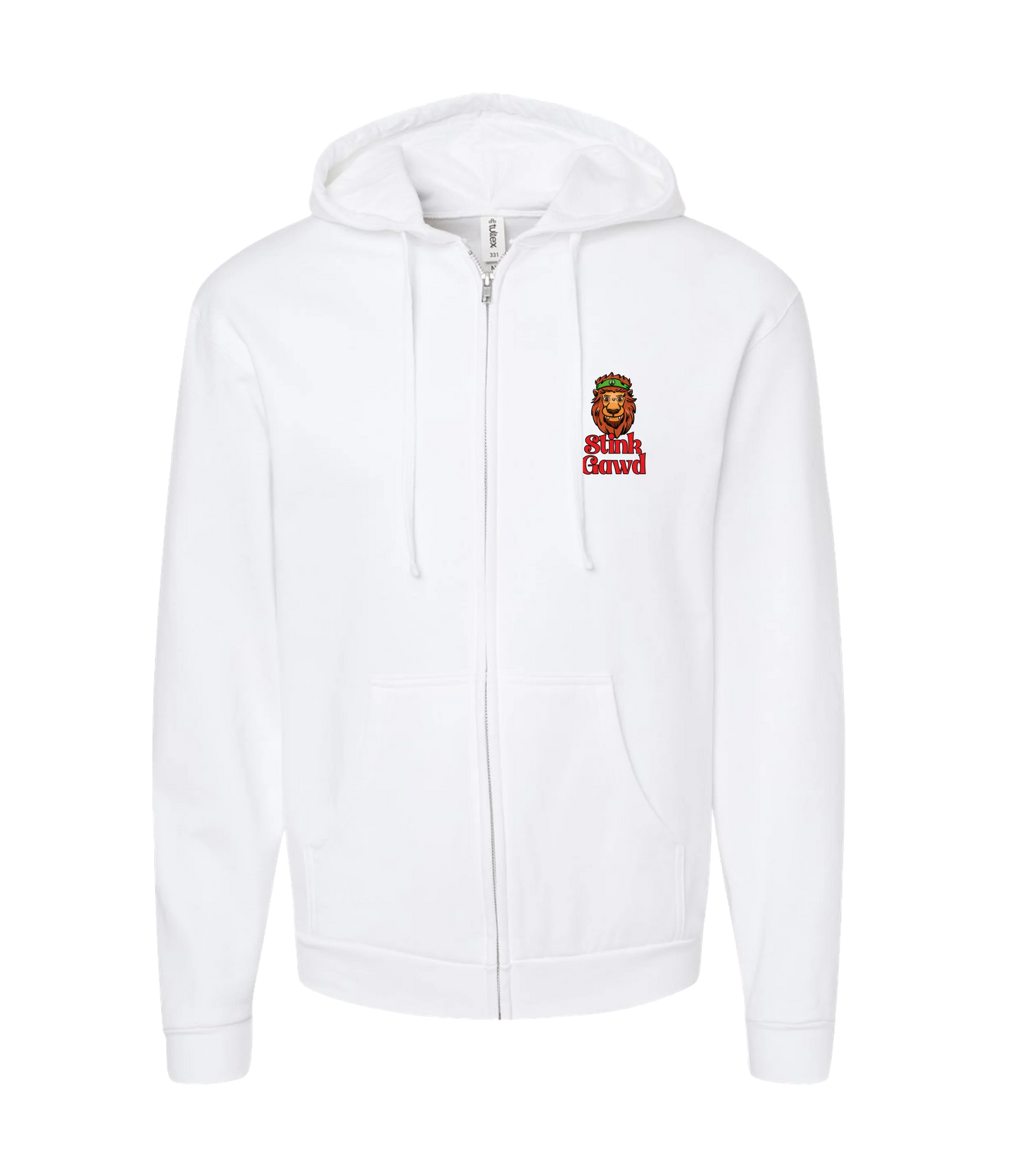 StinkGawd - Lion - White Zip Up Hoodie