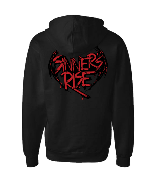 Sinner's Rise - Logo (red) - Black Zip Up Hoodie