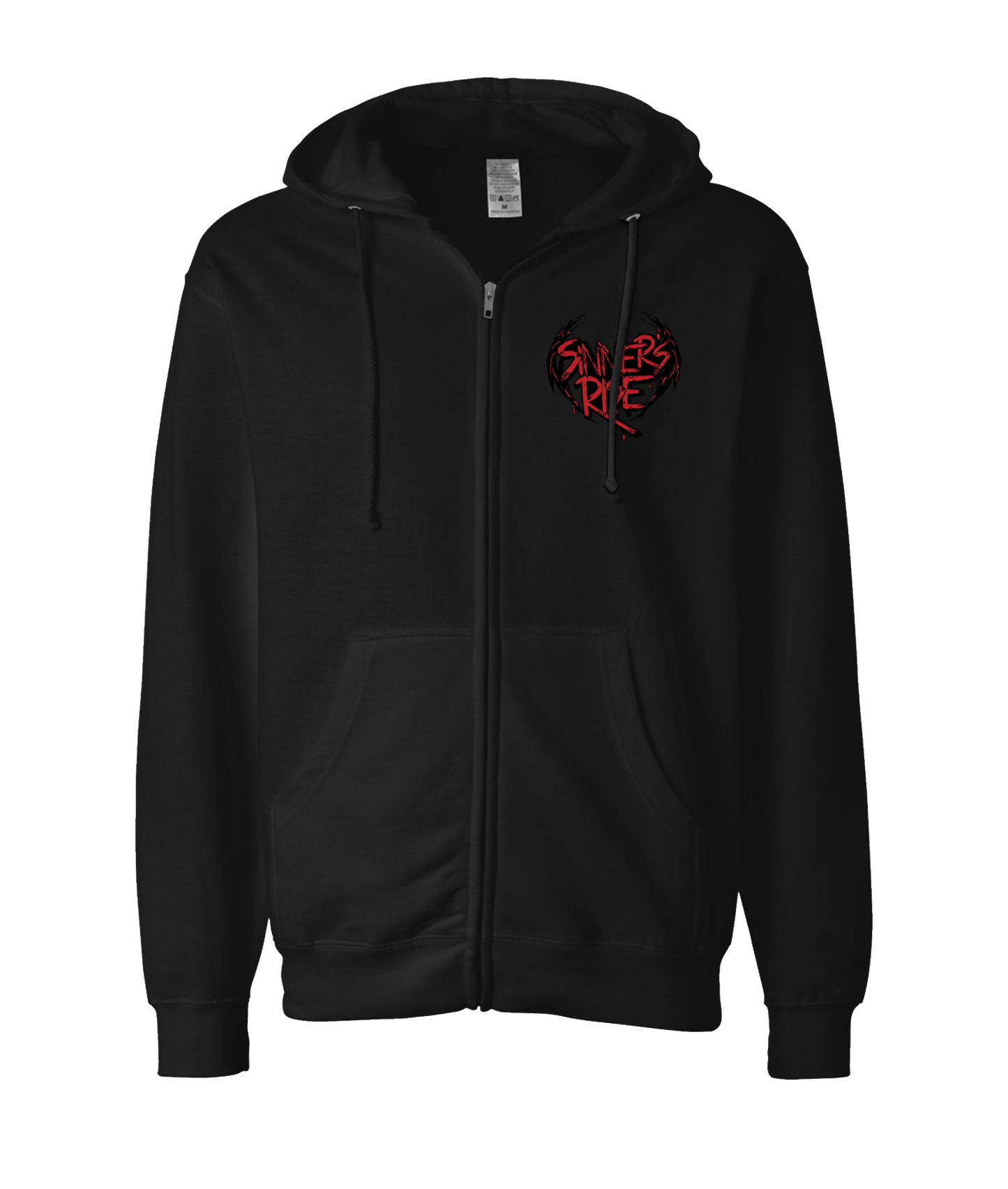 Sinner's Rise - Logo (red) - Black Zip Up Hoodie