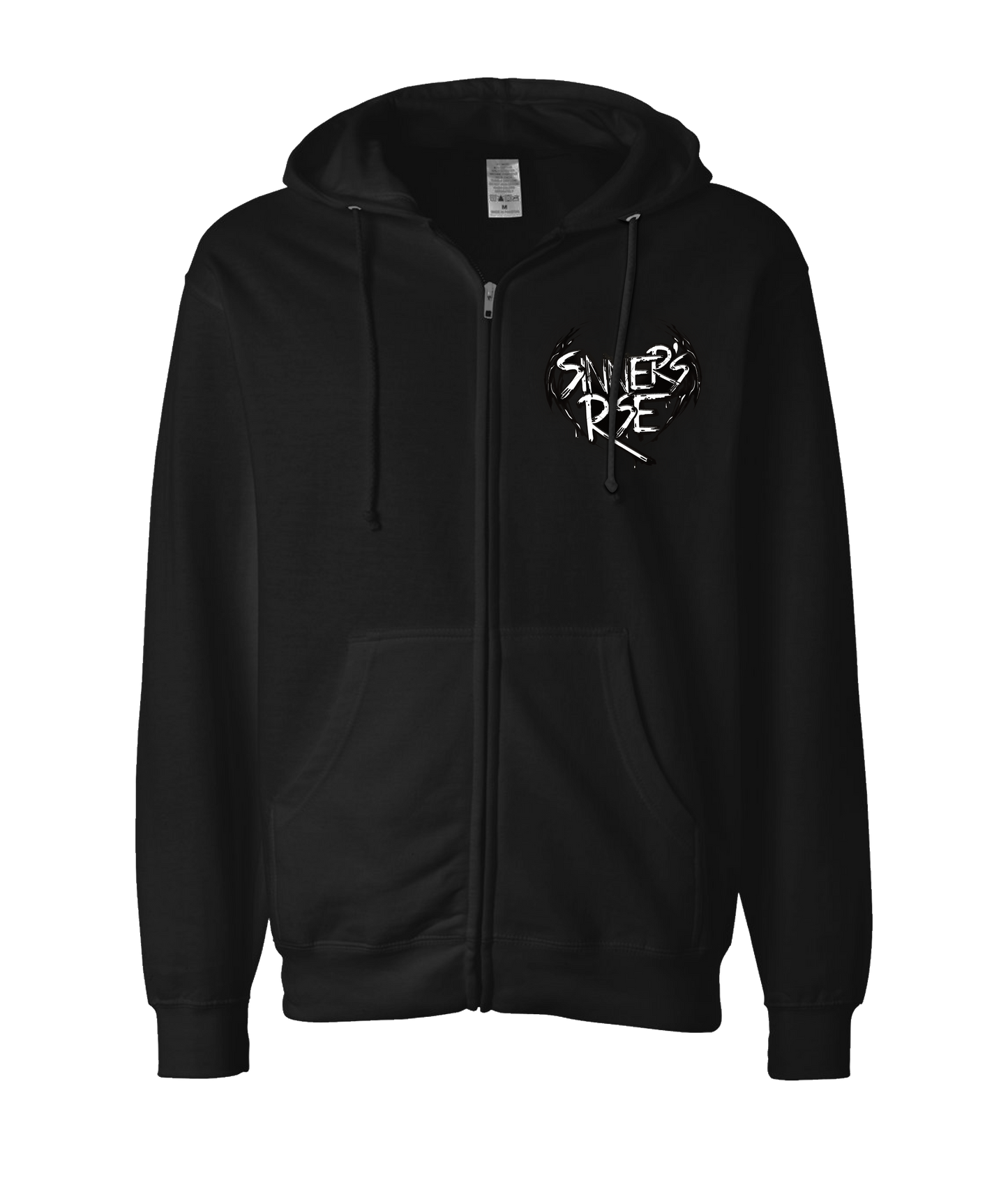Sinner's Rise - Logo (white) - Black Zip Up Hoodie