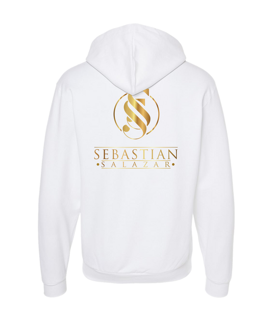 Sebastian Salazar - Gold Emblum - White Zip Up Hoodie