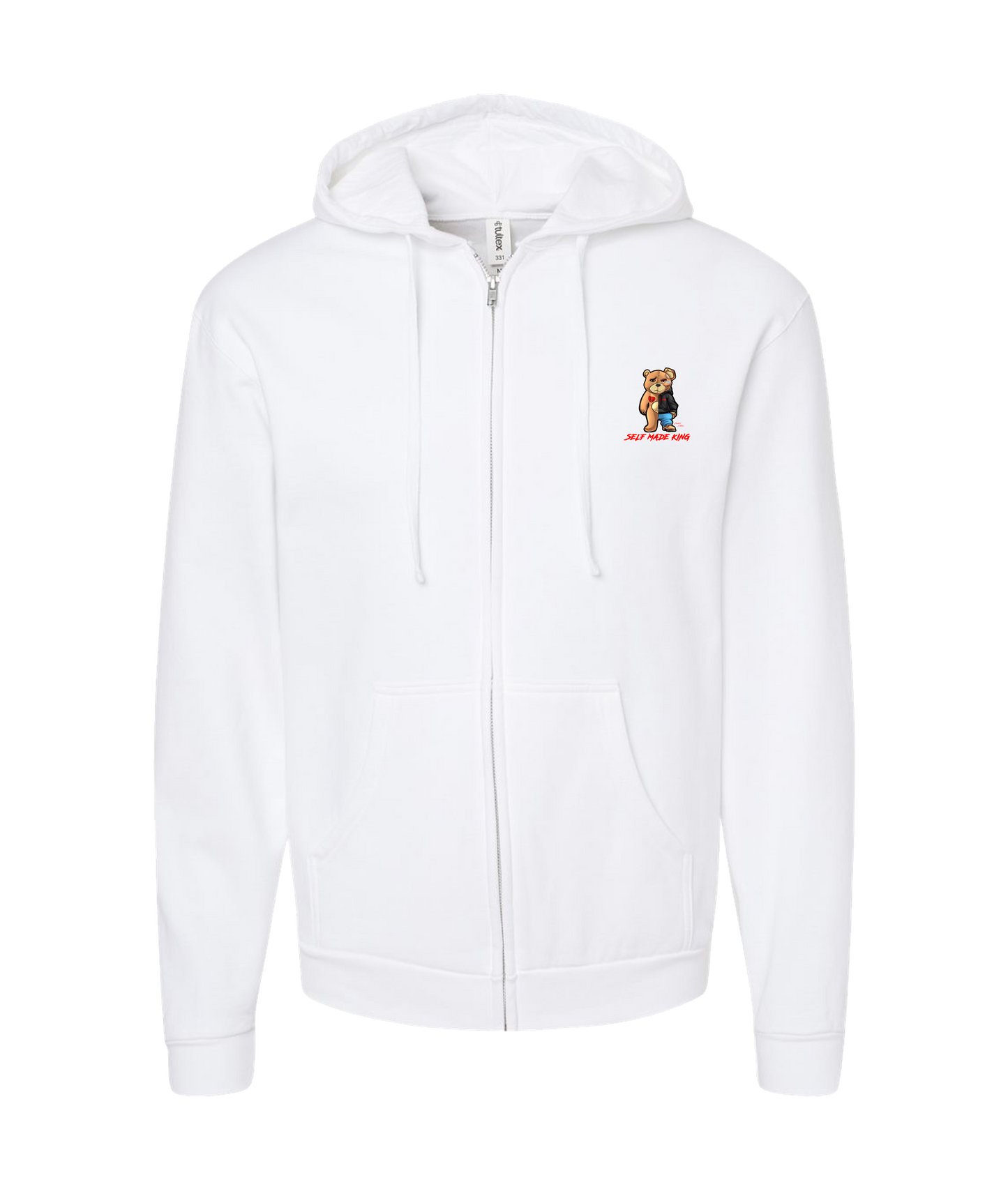 Self MADE KINGZ - LOGO 1 - White Zip Up Hoodie