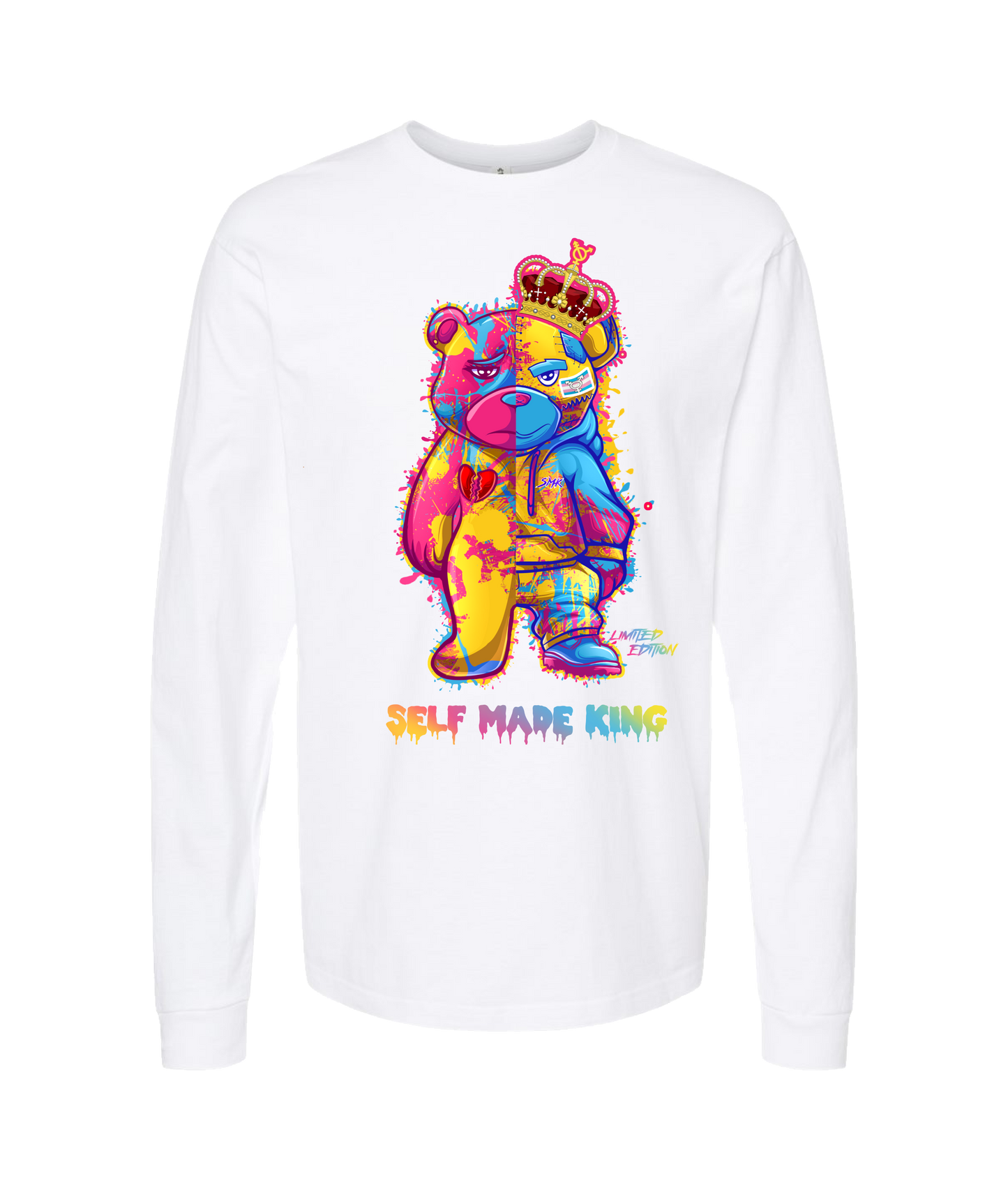 Self MADE KINGZ - LOGO 2 - White Long Sleeve T