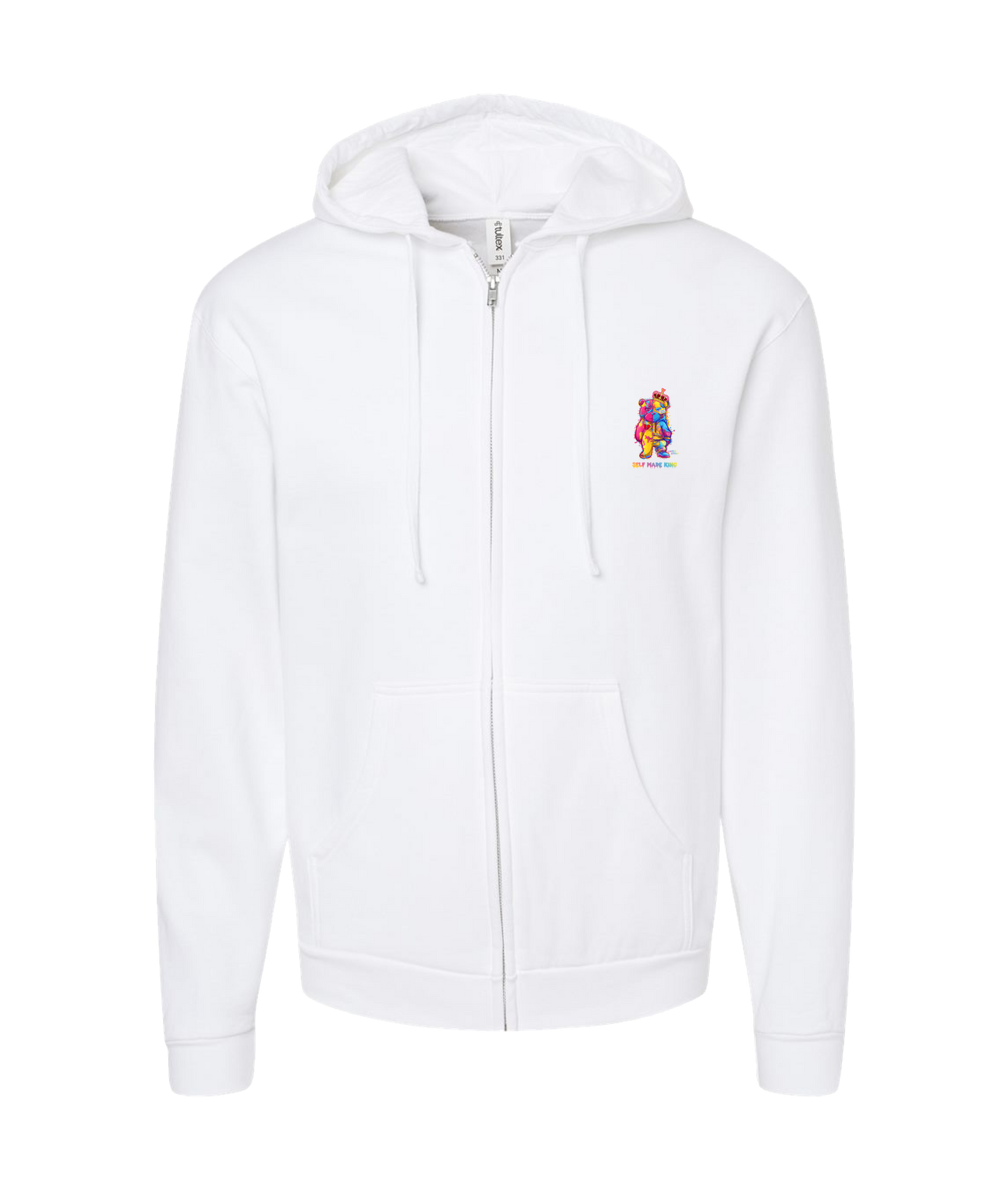 Self MADE KINGZ - LOGO 2 - White Zip Up Hoodie