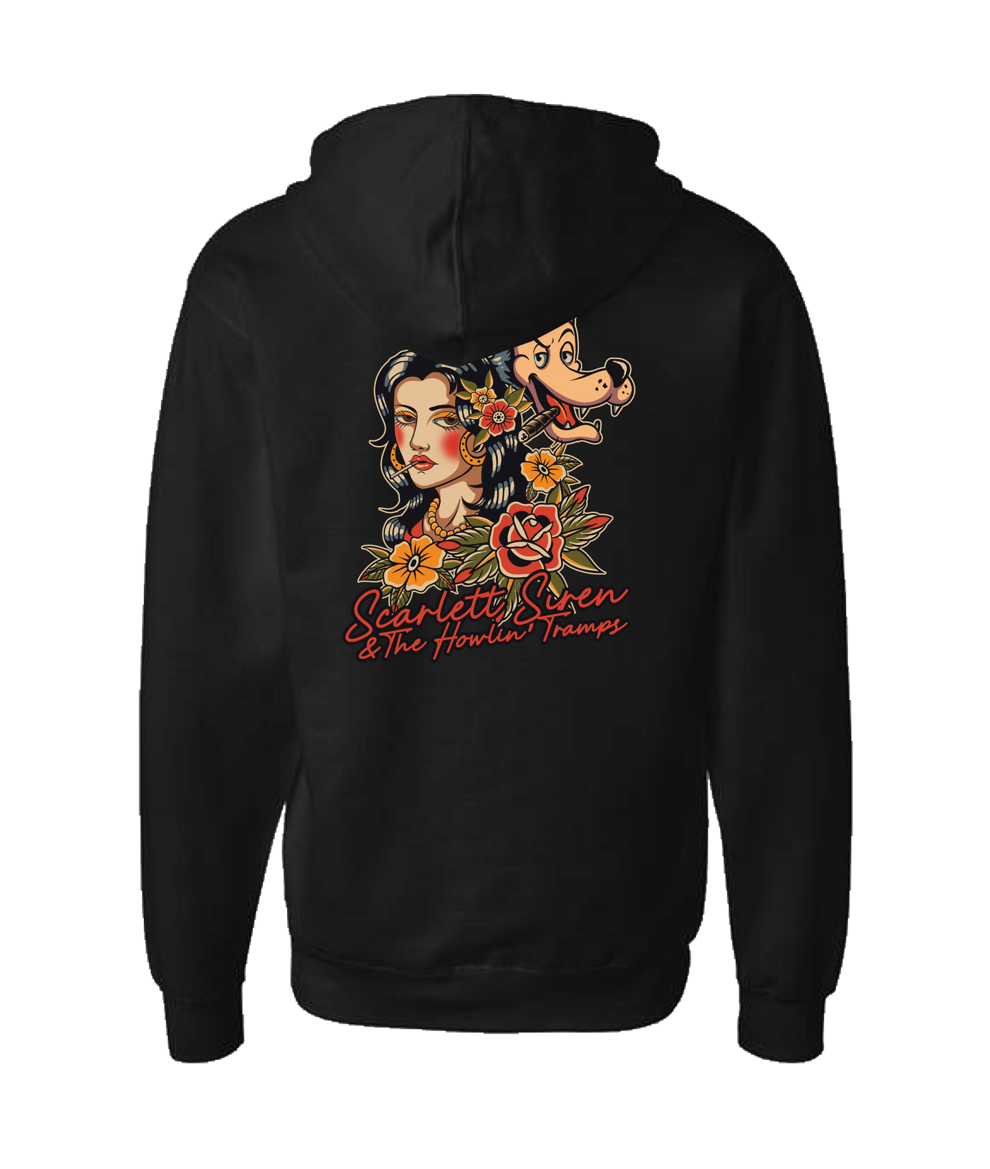 Scarlett Siren & The Howlin' Tramps - DESIGN 1 - Black Zip Up Hoodie
