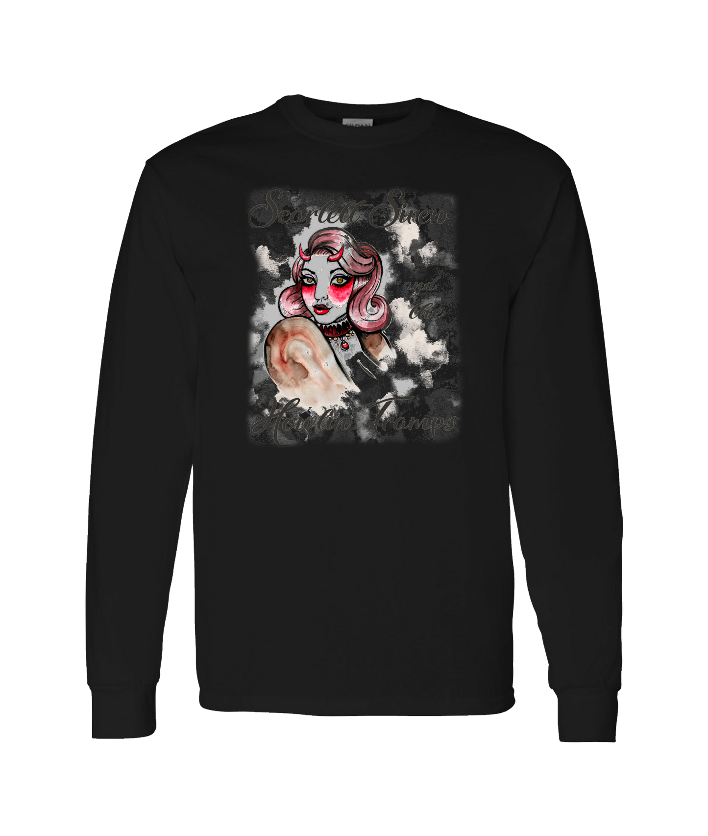 Scarlett Siren & The Howlin' Tramps - DESIGN 2 - Black Long Sleeve T