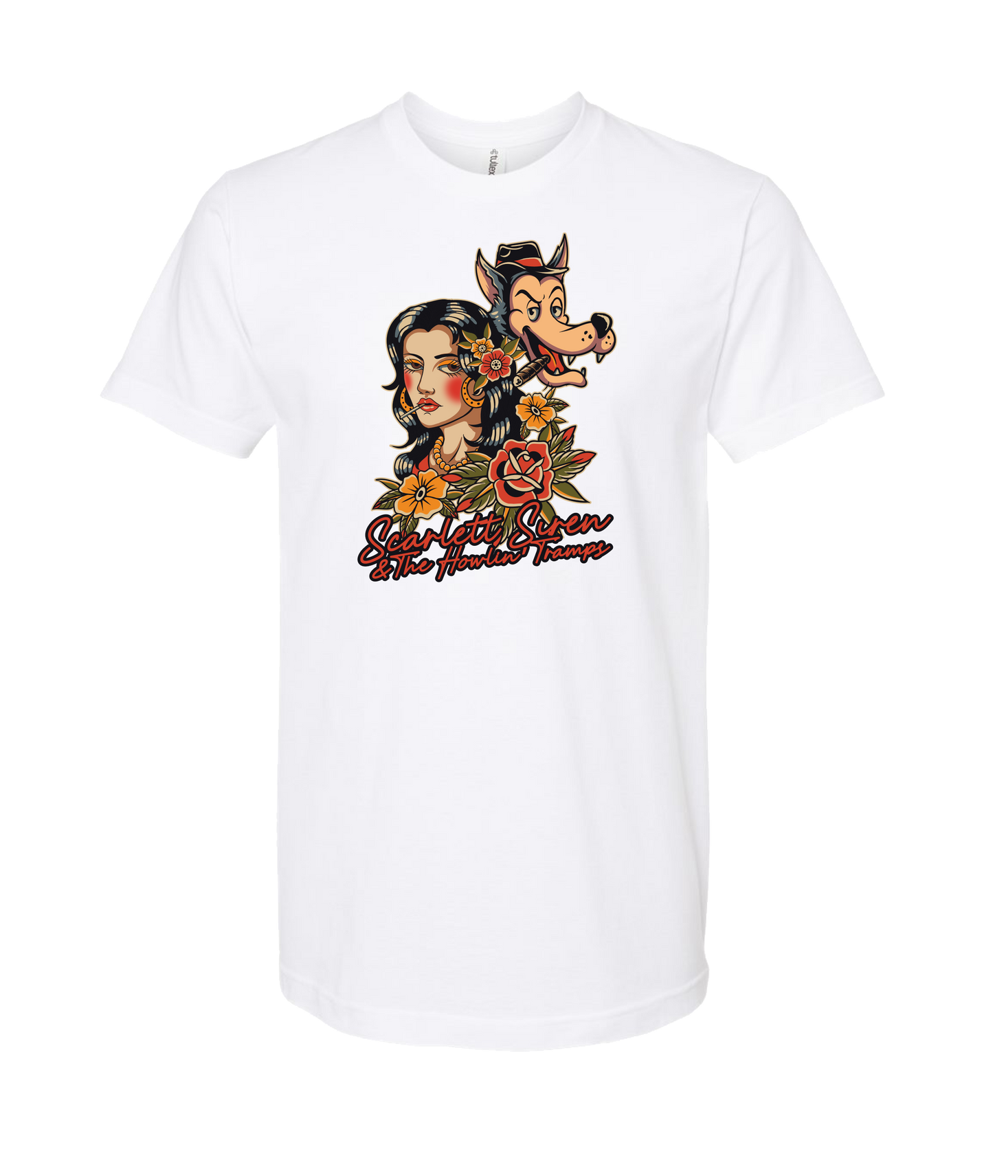 Scarlett Siren & The Howlin' Tramps - Design 1 - White T-Shirt