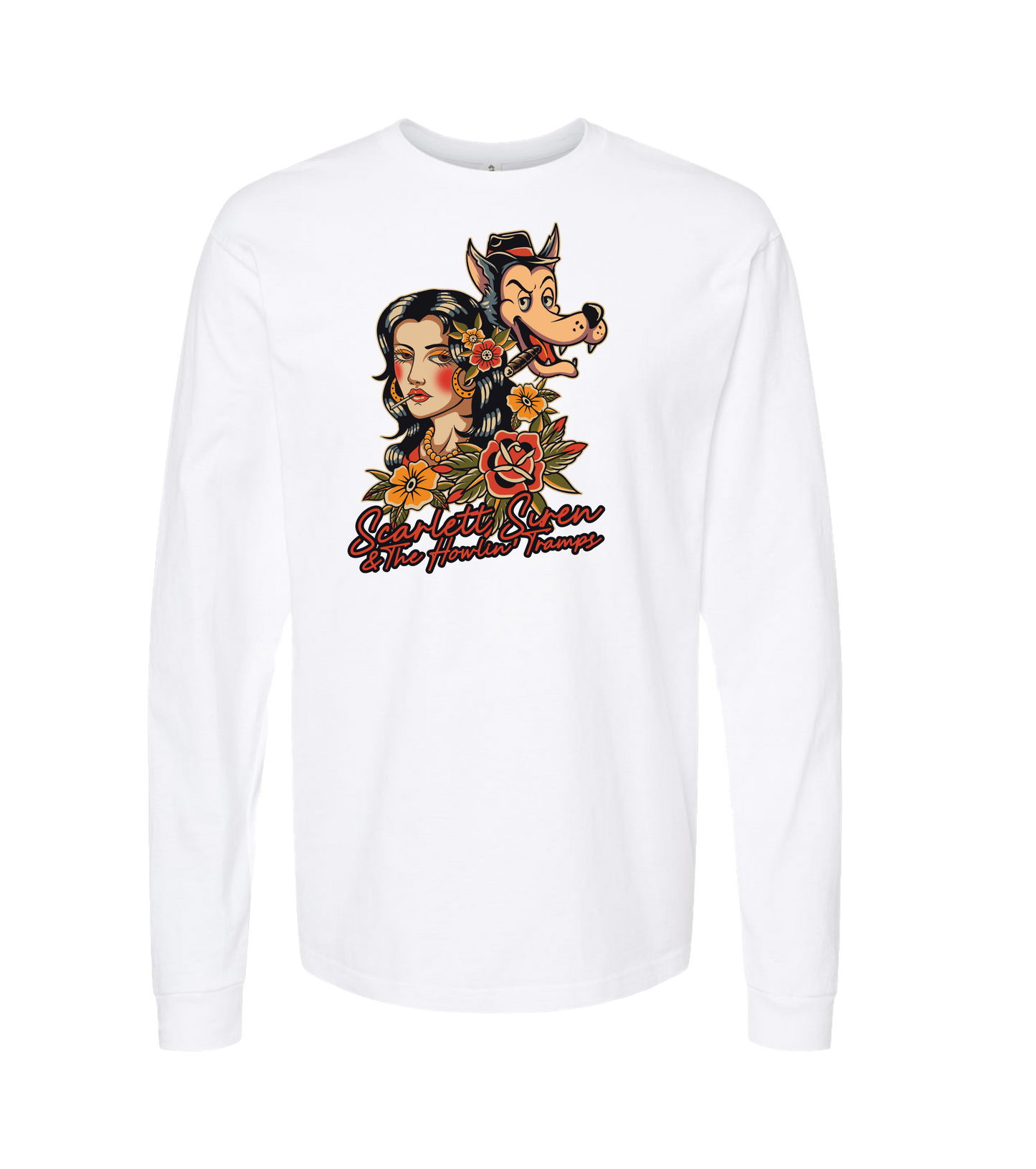 Scarlett Siren & The Howlin' Tramps - Design 1 - White Long Sleeve T