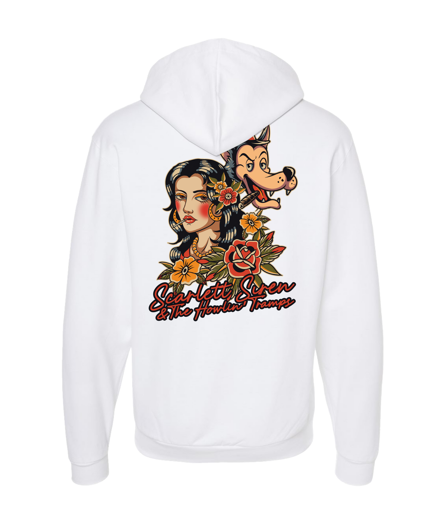 Scarlett Siren & The Howlin' Tramps - Design 1 - White Zip Up Hoodie