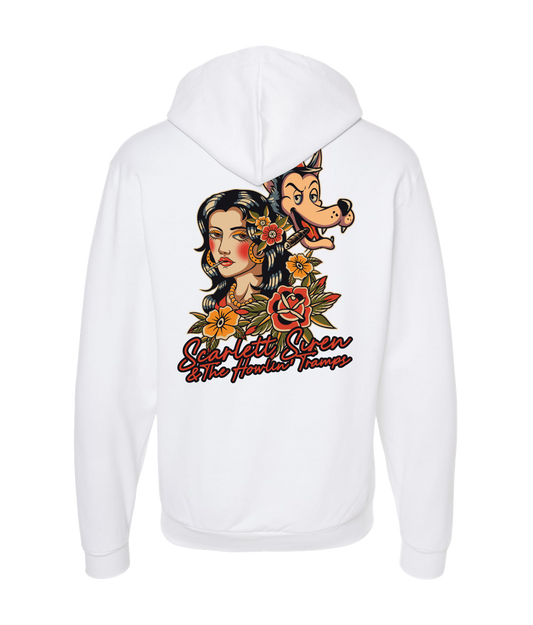 Scarlett Siren & The Howlin' Tramps - Design 1 - White Zip Up Hoodie