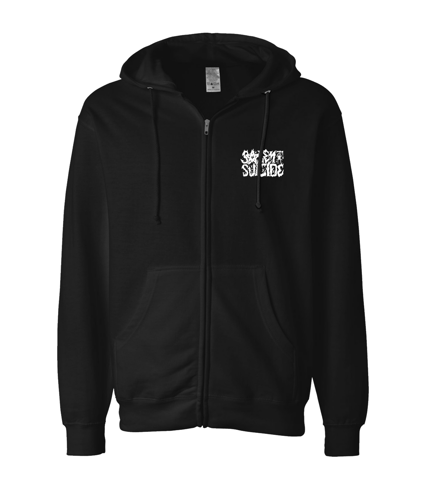 Salem Suicide - Logo White - Black Zip Up Hoodie