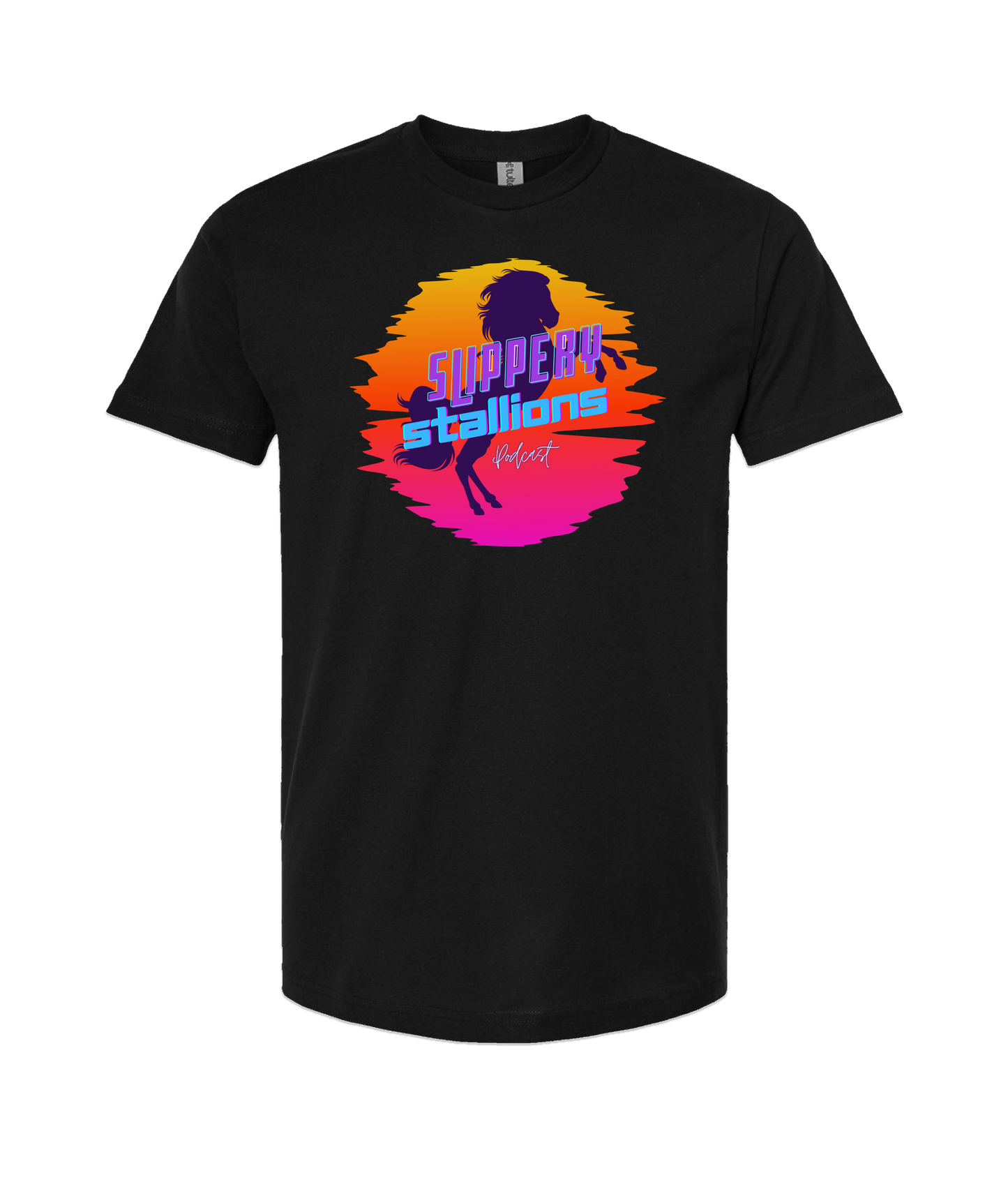 Slippery Stallions Podcast - Stallion - Black T-Shirt