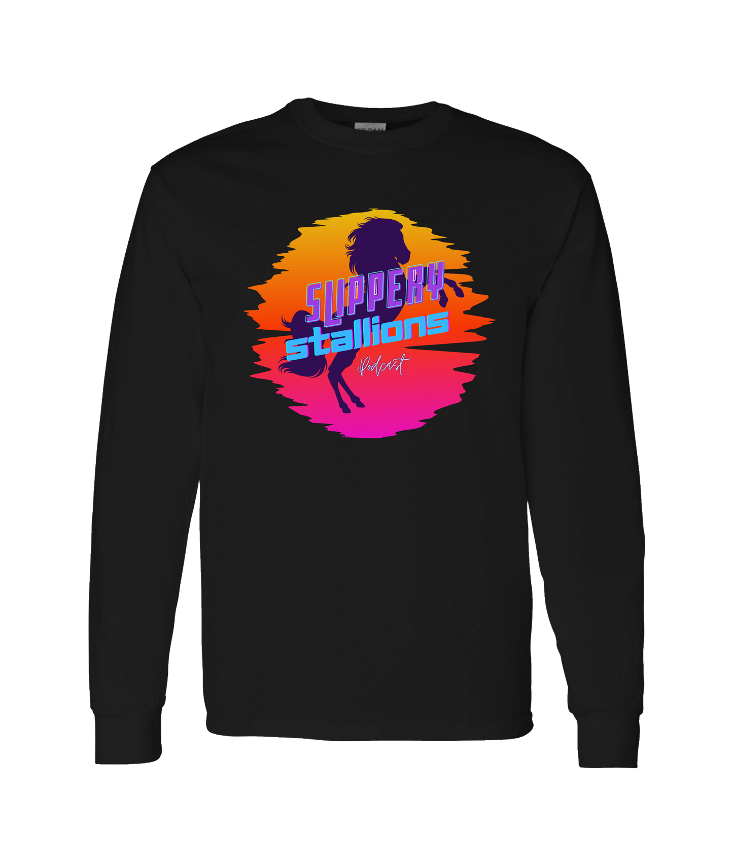 Slippery Stallions Podcast - Stallion - Black Long Sleeve T