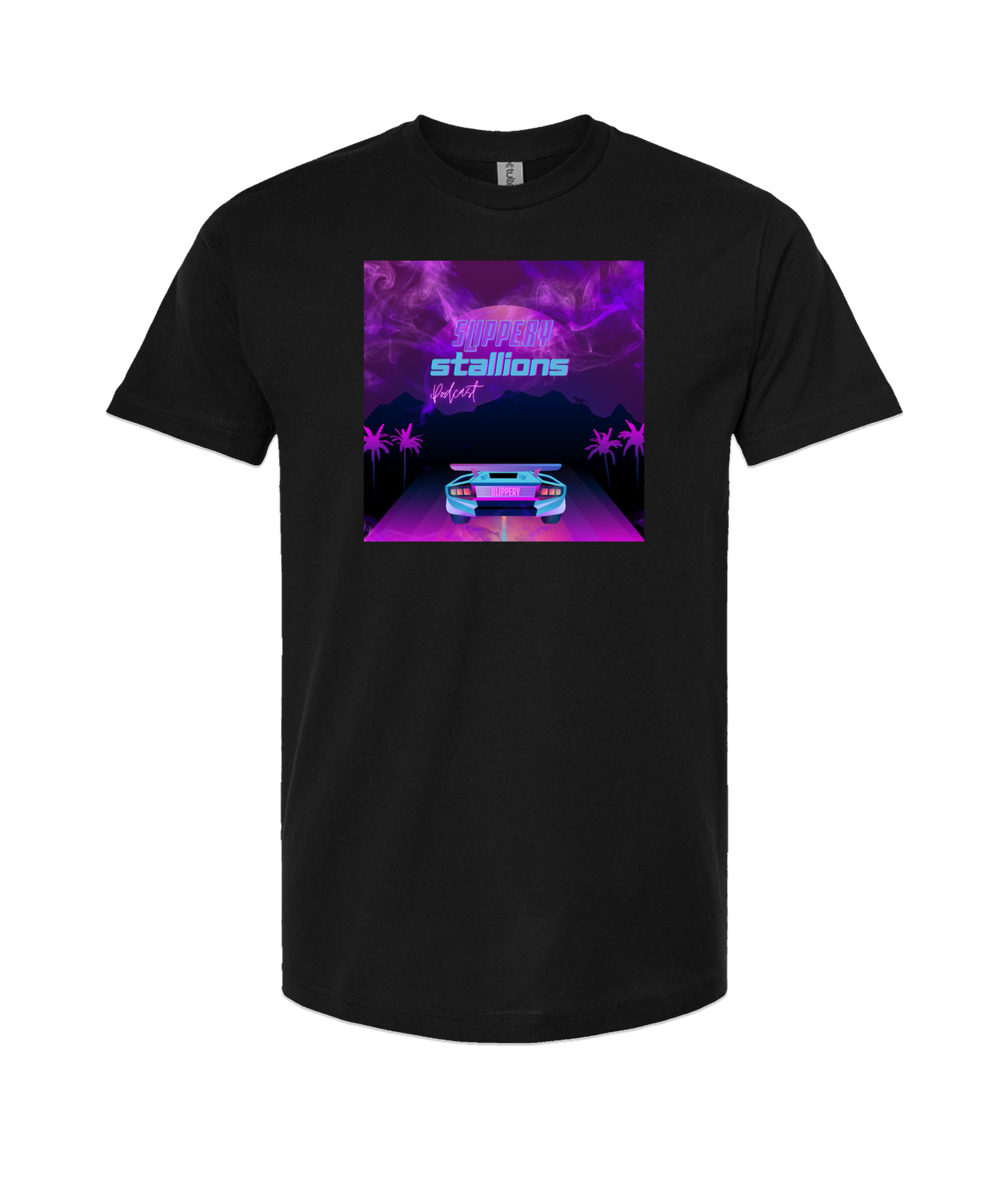 Slippery Stallions Podcast - Slippery Car - Black T Shirt
