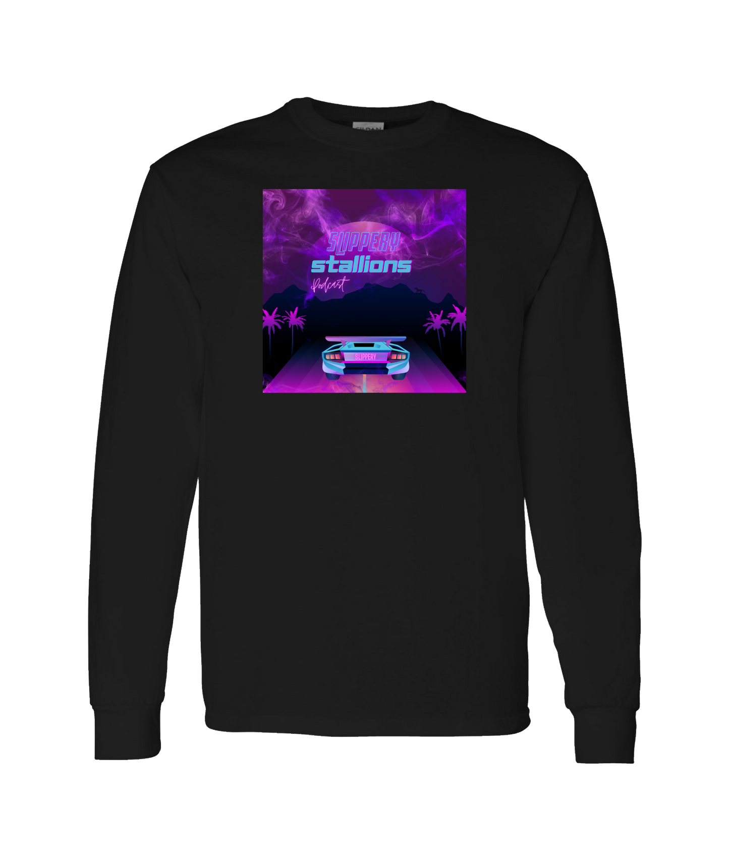 Slippery Stallions Podcast - Slippery Car - Black Long Sleeve T