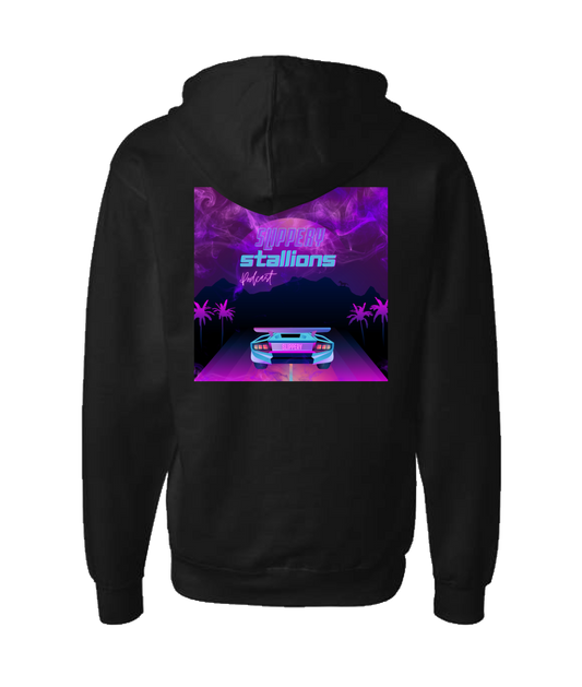 Slippery Stallions Podcast - Slippery Car - Black Zip Up Hoodie