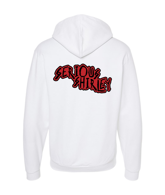 Serious Shirley - Red Scratch - White Zip Up Hoodie