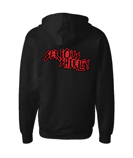 Serious Shirley - Red Scratch - Black Zip Up Hoodie