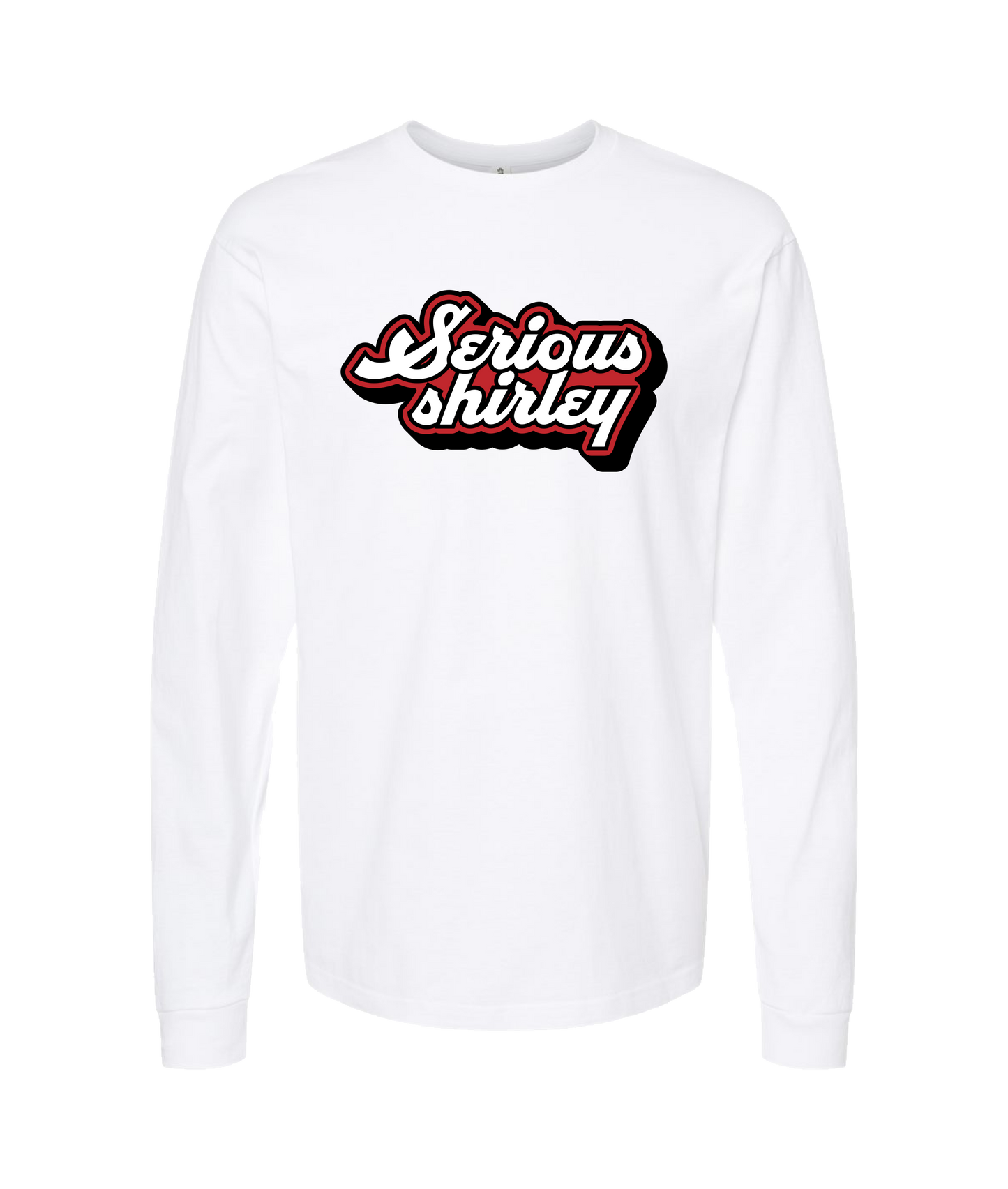 Serious Shirley - Red and White Logo - White Long Sleeve T