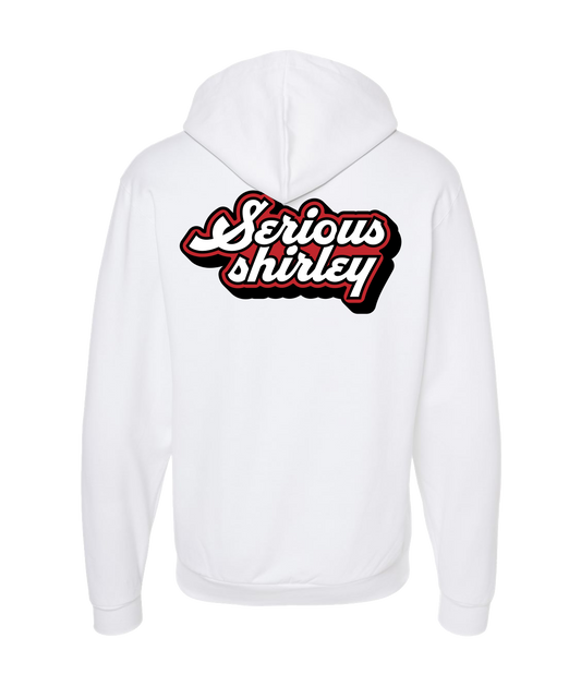 Serious Shirley - Red and White Logo - White Zip Up Hoodie