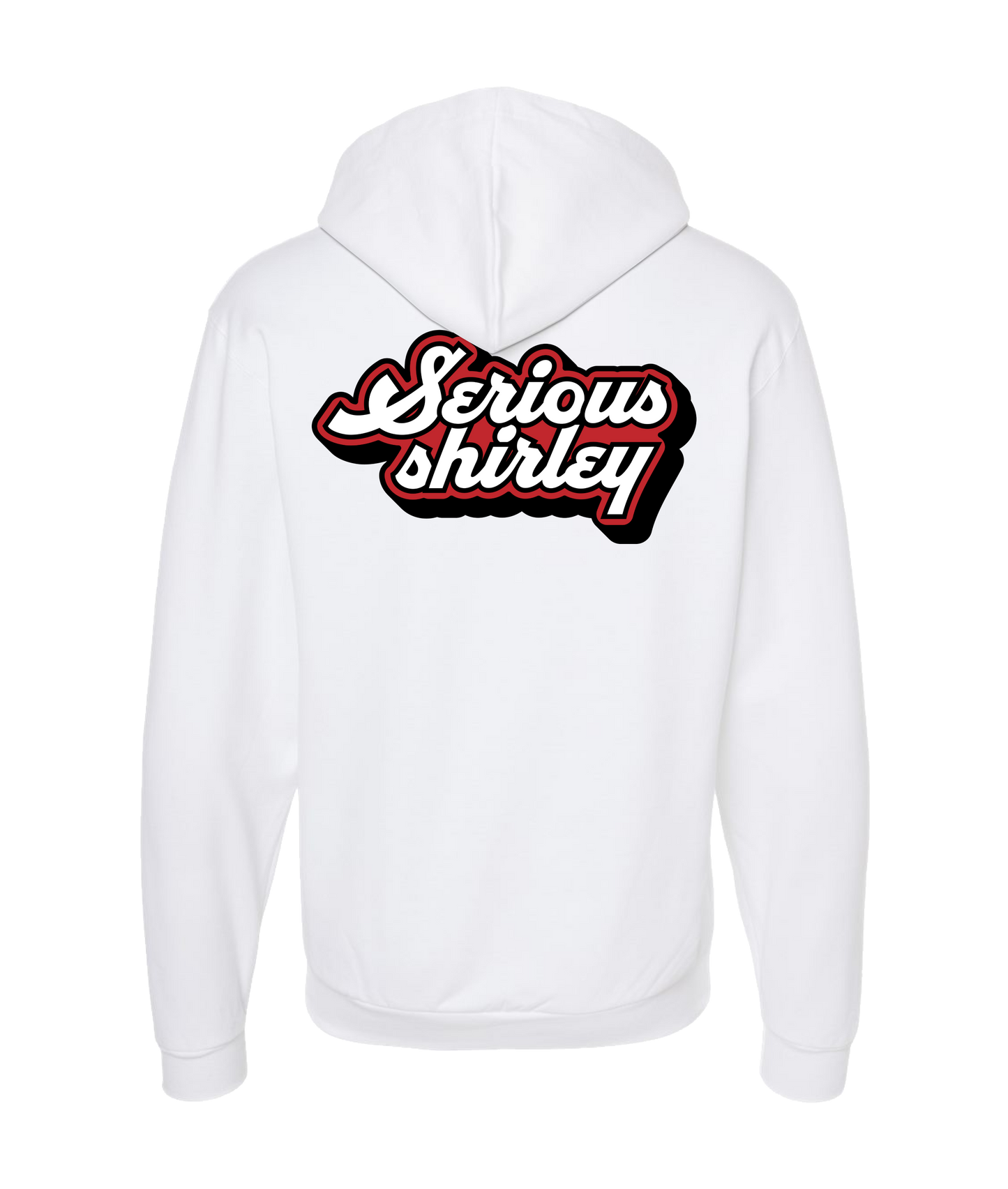 Serious Shirley - Red and White Logo - White Zip Up Hoodie