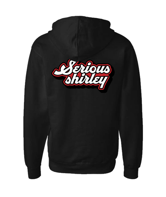 Serious Shirley - Red and White Logo - Black Zip Up Hoodie