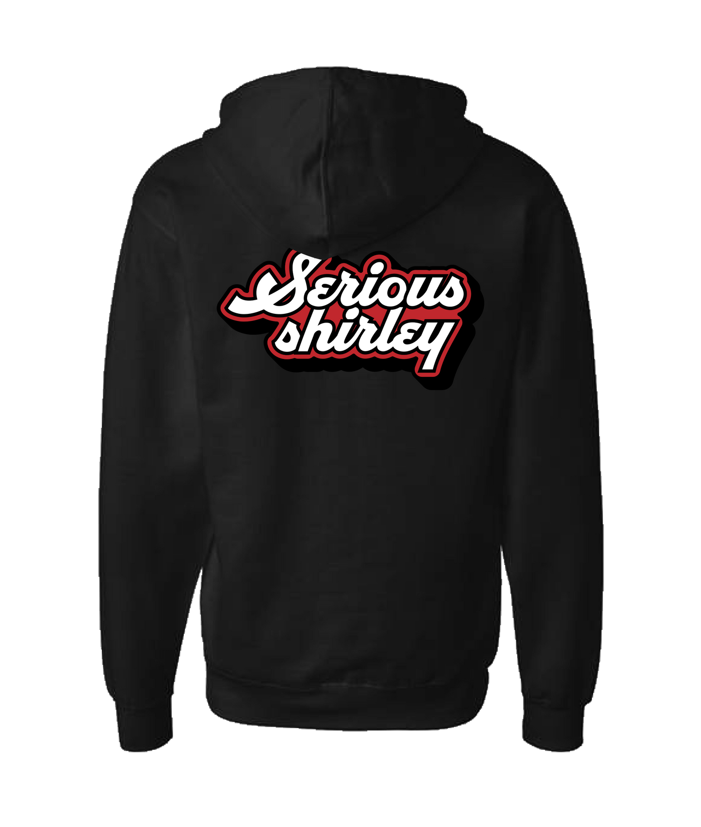Serious Shirley - Red and White Logo - Black Zip Up Hoodie
