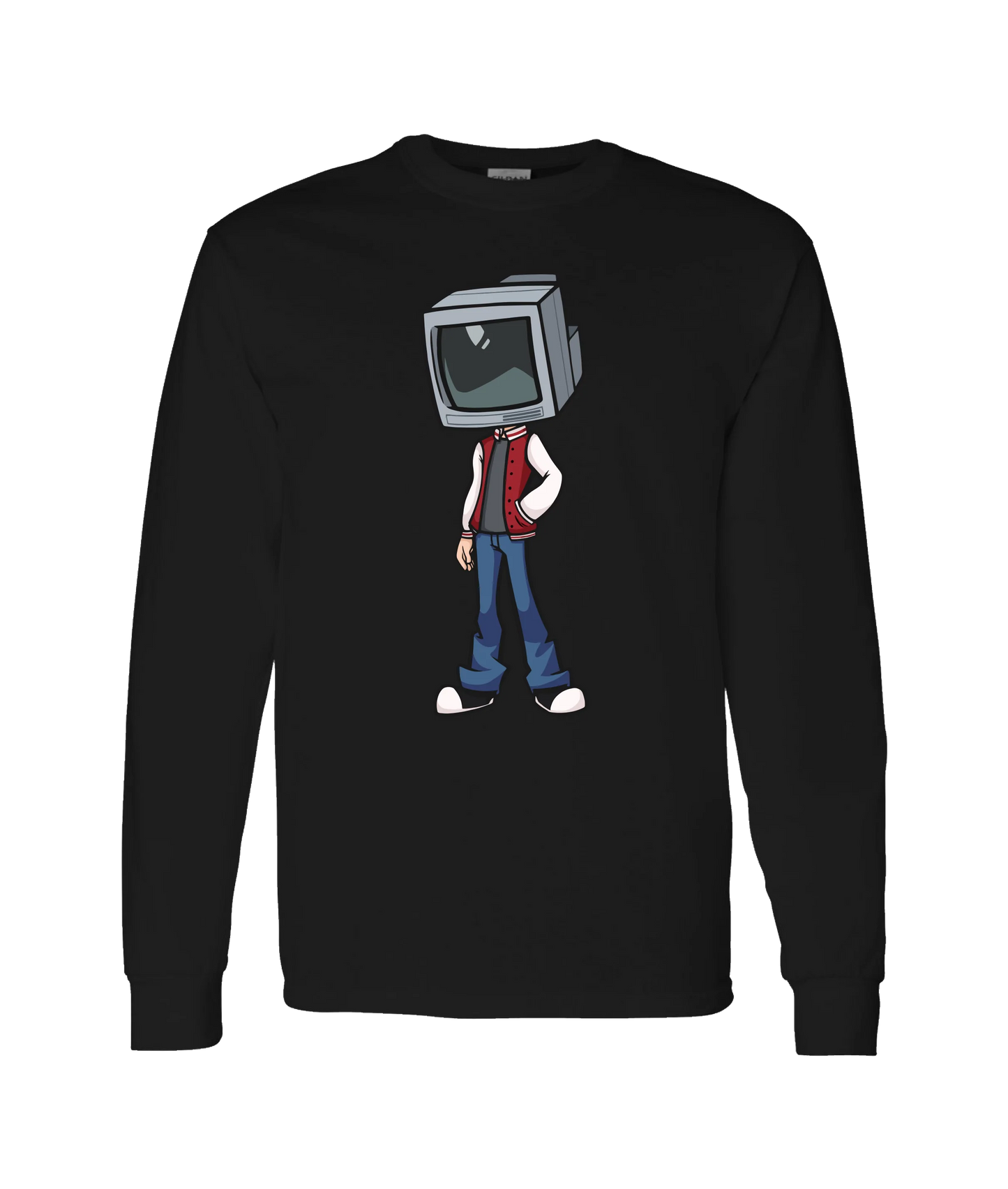Static Snow - TV Head 1 - Black Long Sleeve T