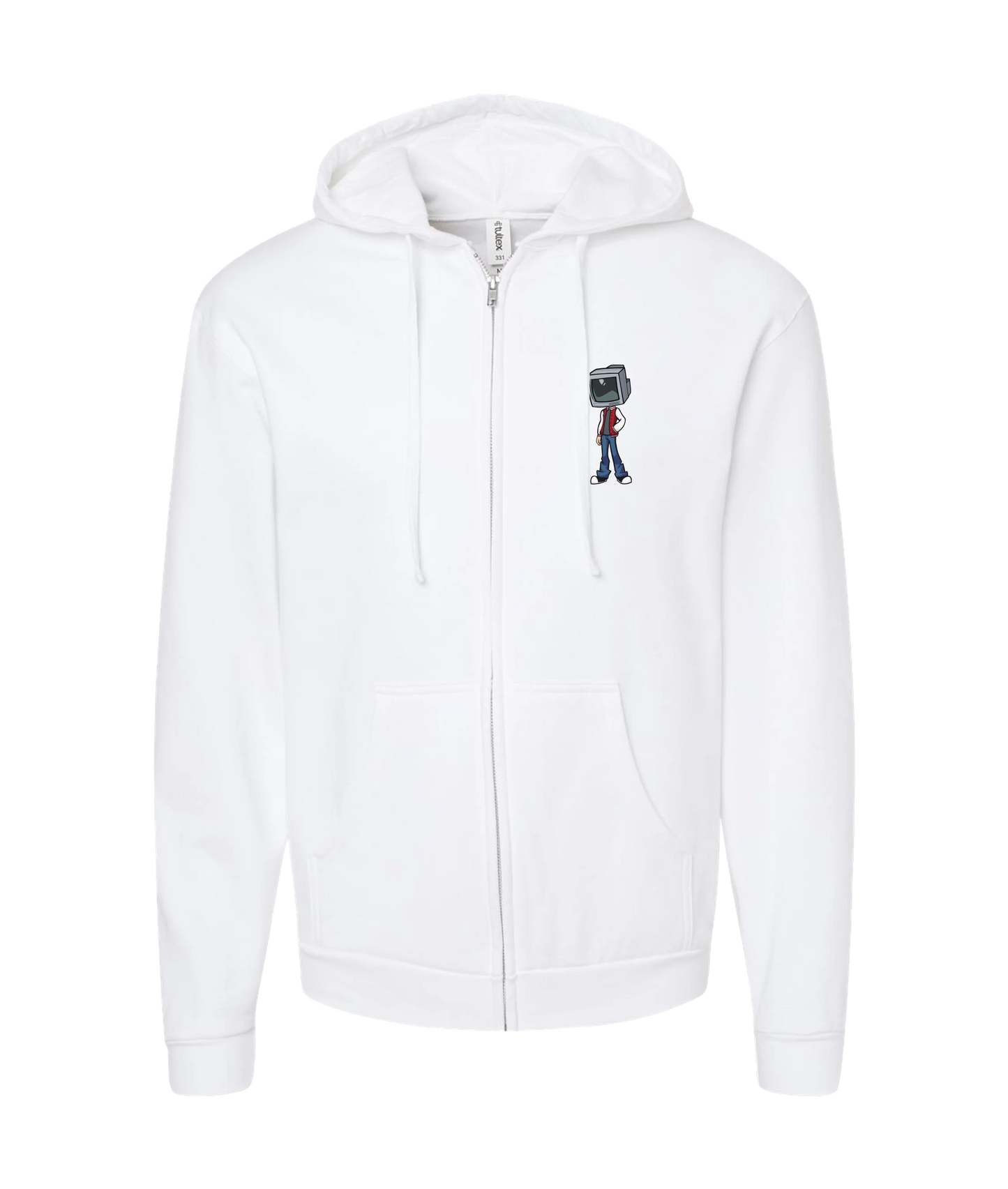 Static Snow - TV Head 1 - White Zip Up Hoodie