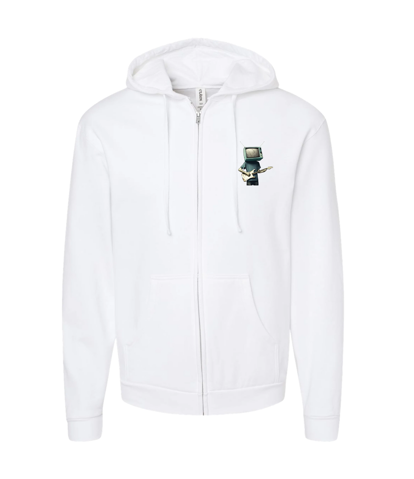 Static Snow - TV Head 2 - White Zip Up Hoodie