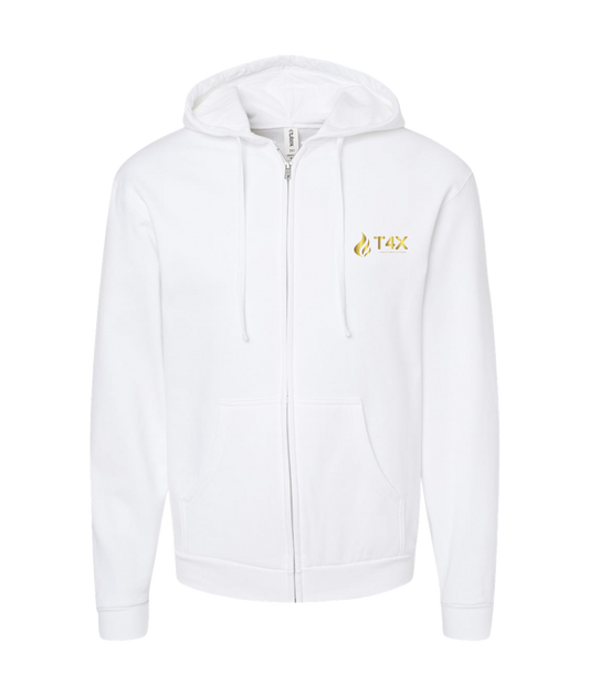 T4E (Trans4ormed Extreme) - GOLD FLAME - White Zip Up Hoodie