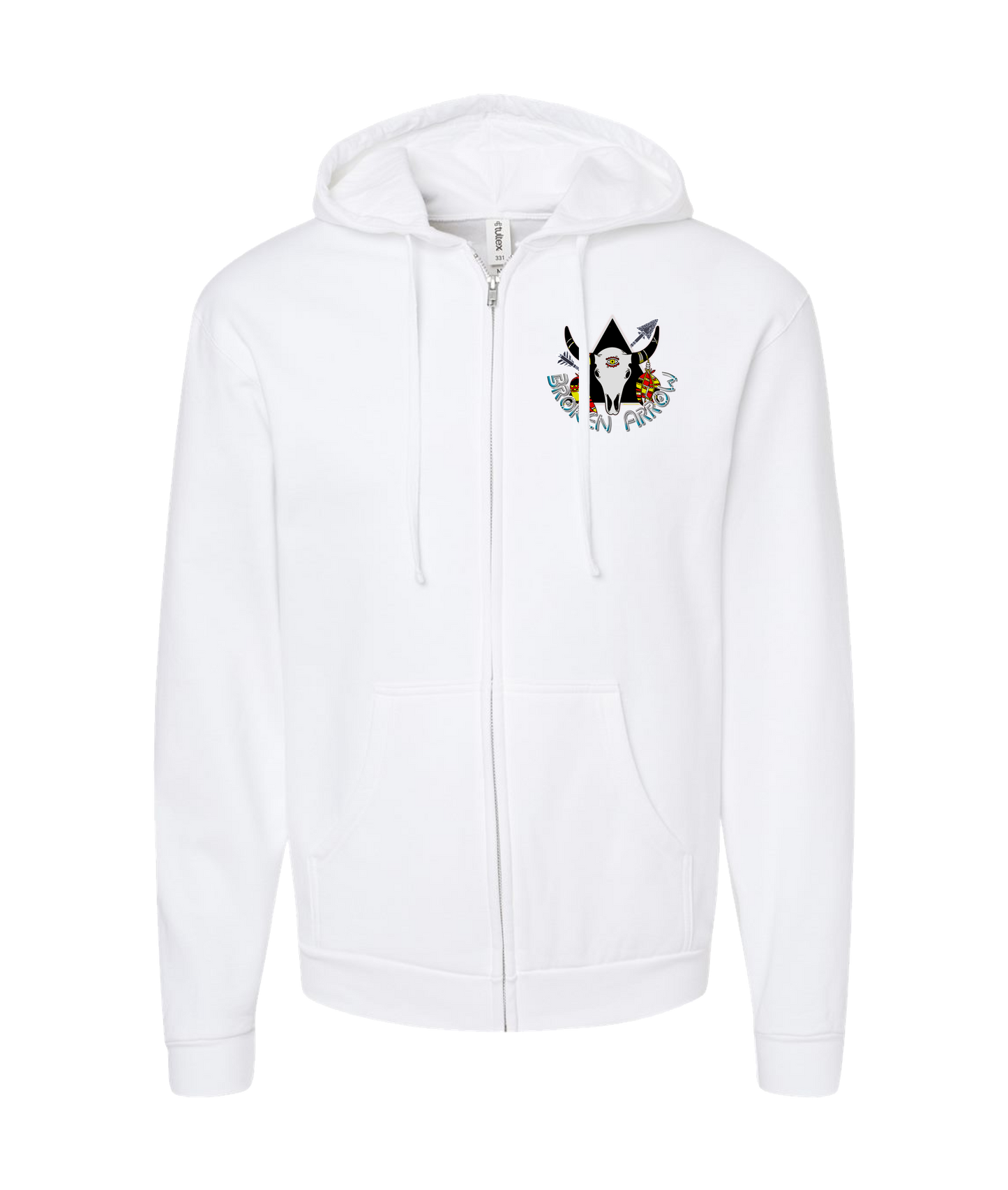 V-TBBATOP - Broken Arrow 1 - White Zip Up Hoodie