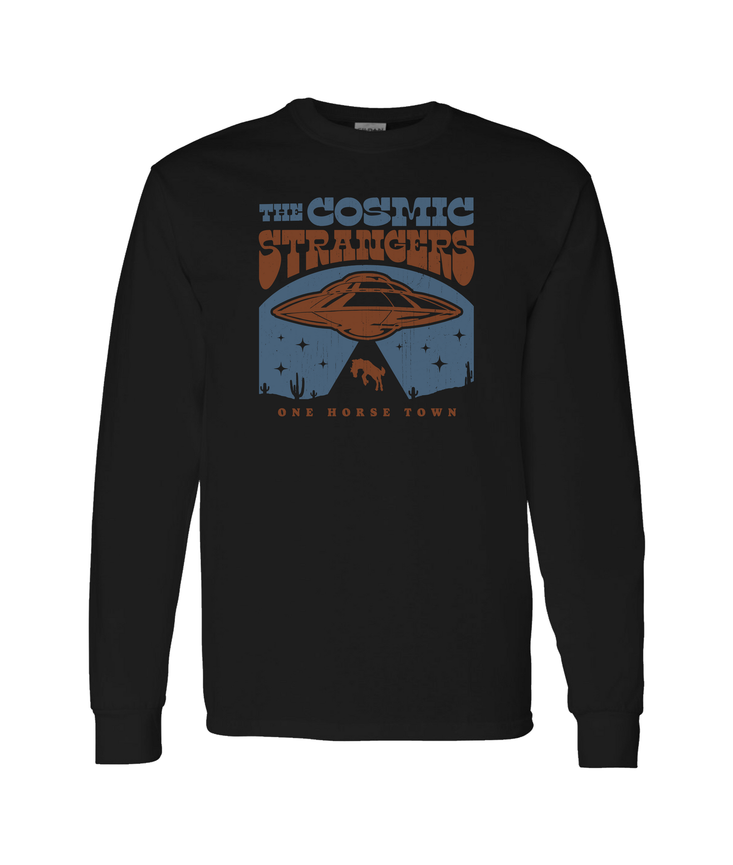 The Cosmic Strangers - One Horse Town - Black Long Sleeve T