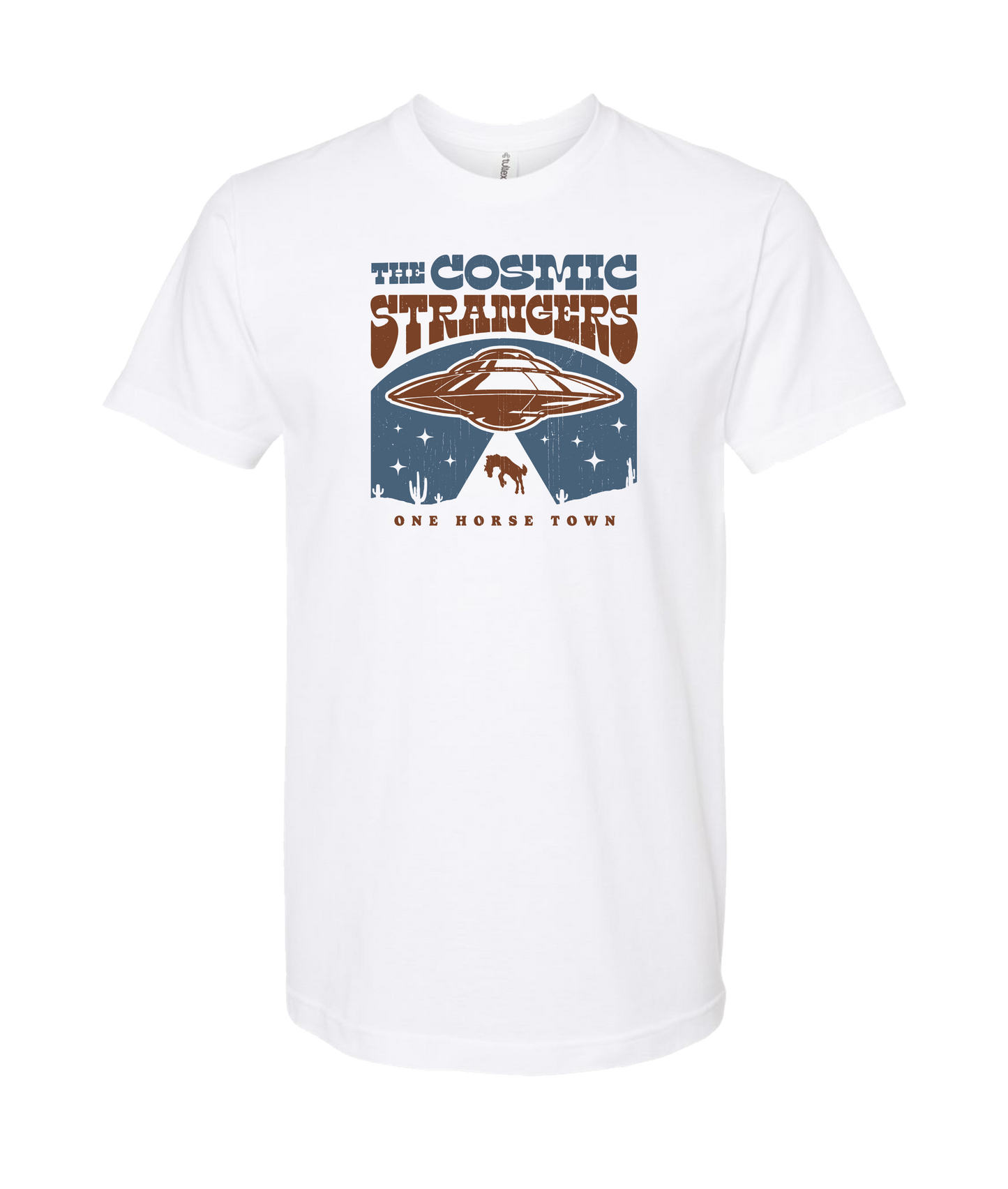 The Cosmic Strangers - One Horse Town - White T Shirt