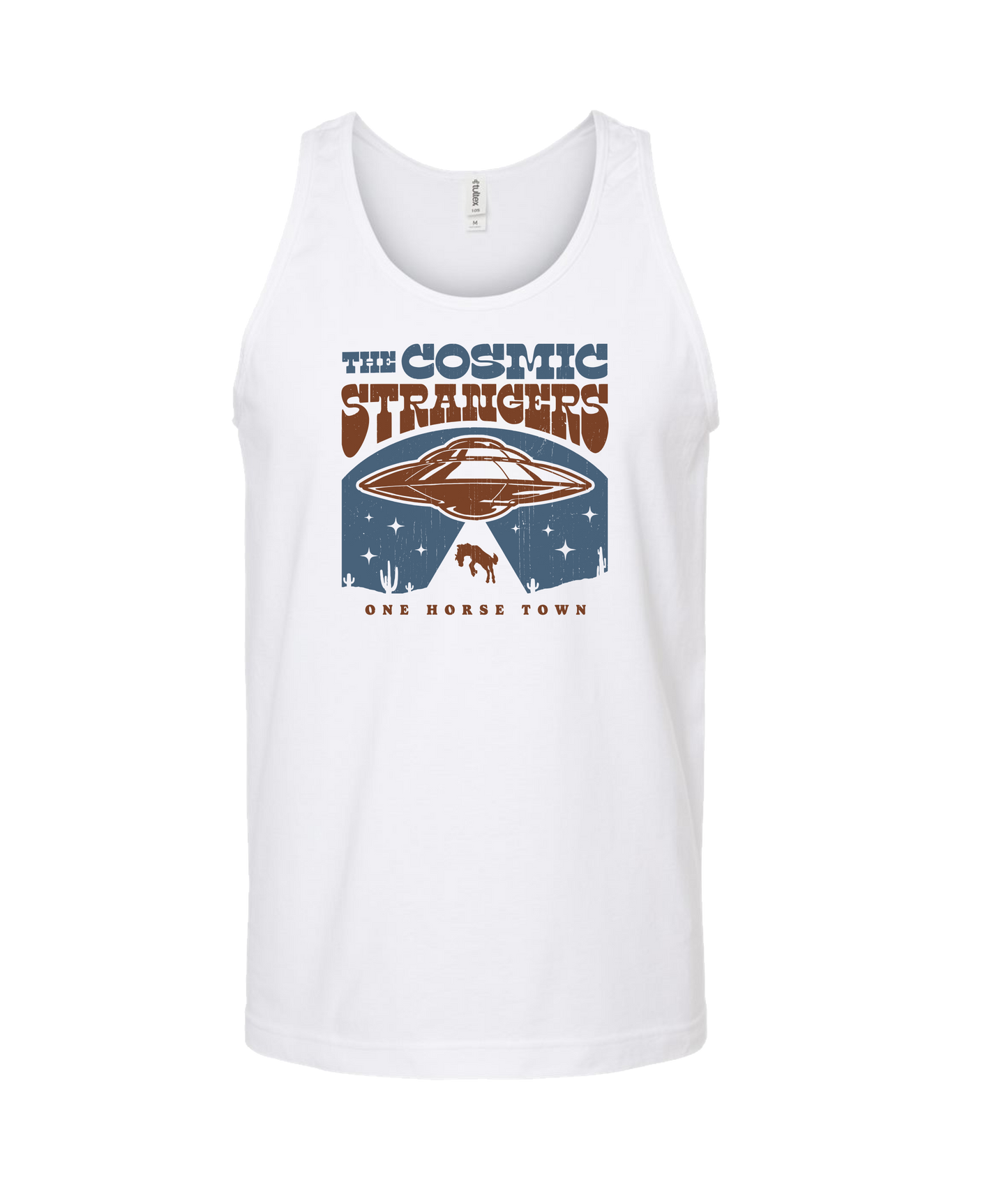 The Cosmic Strangers - One Horse Town - White Tank Top