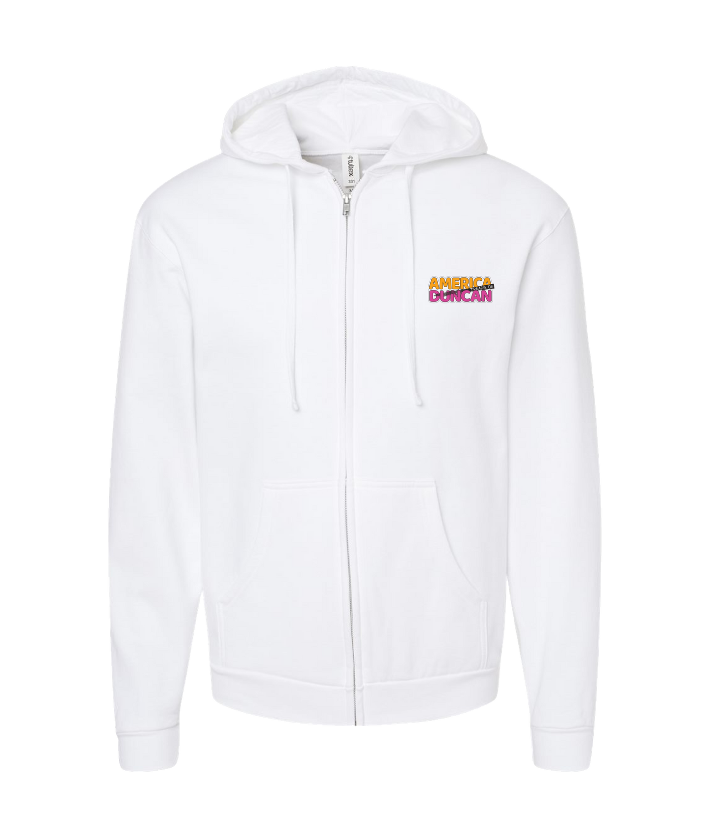 V-TDJTOP - AMERICA TREADS ON DUNCAN - White Zip Up Hoodie