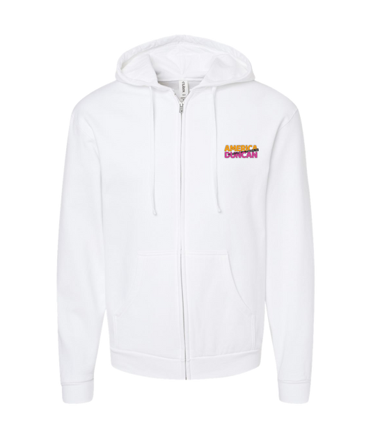 V-TDJTOP - AMERICA TREADS ON DUNCAN - White Zip Up Hoodie