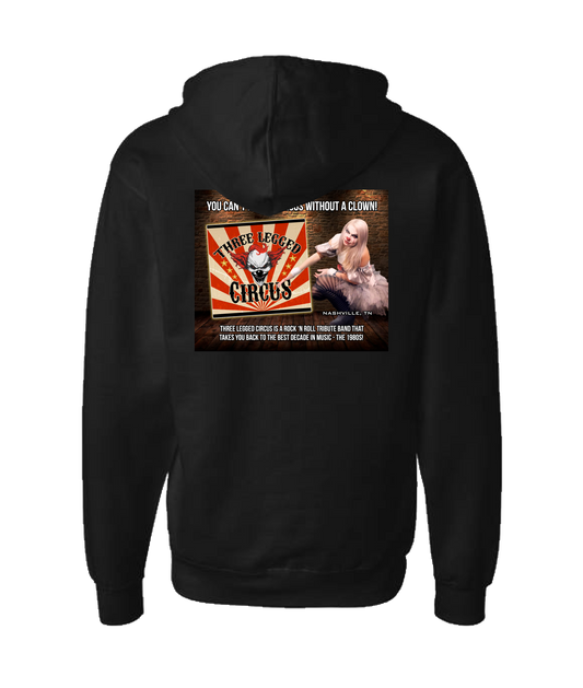 Three Legged Circus - Can't Have a Circus Without a Clown - Black Zip Up Hoodie