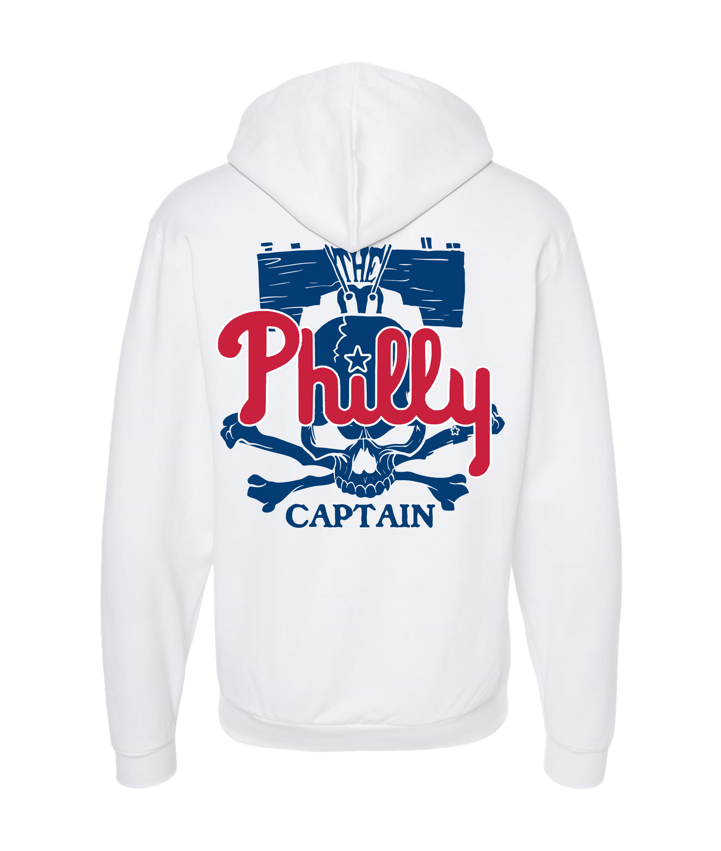The Philly Captain's Merch is Fire - PHILLY - White Zip Up Hoodie