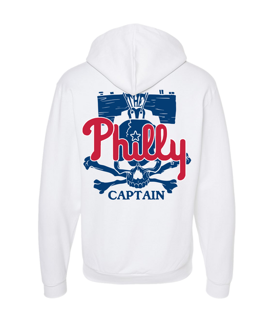 The Philly Captain's Merch is Fire - PHILLY - White Zip Up Hoodie